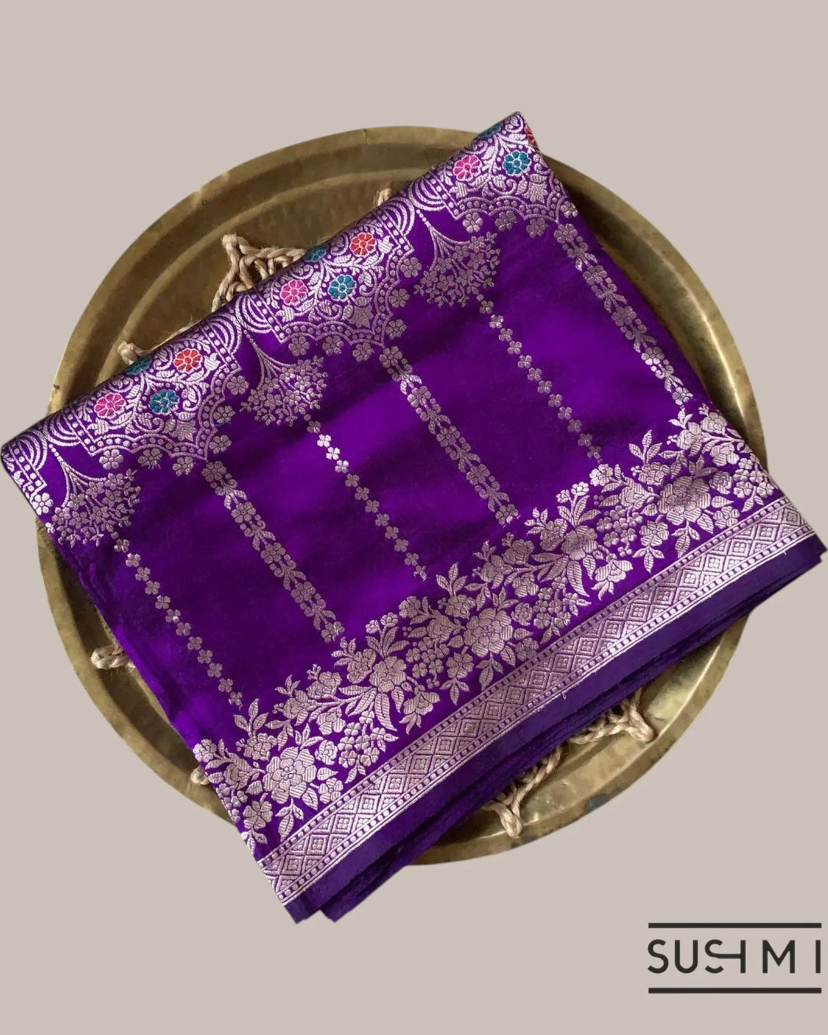 Brinjal Deisgner Banarasi Katan Silk Saree