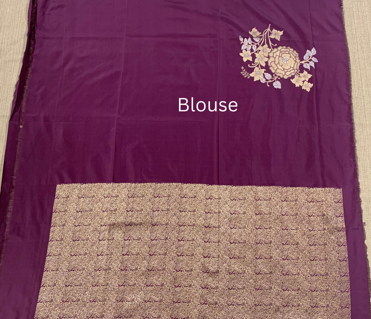 Wine and Antique Gold Designer Banarasi Silk Saree