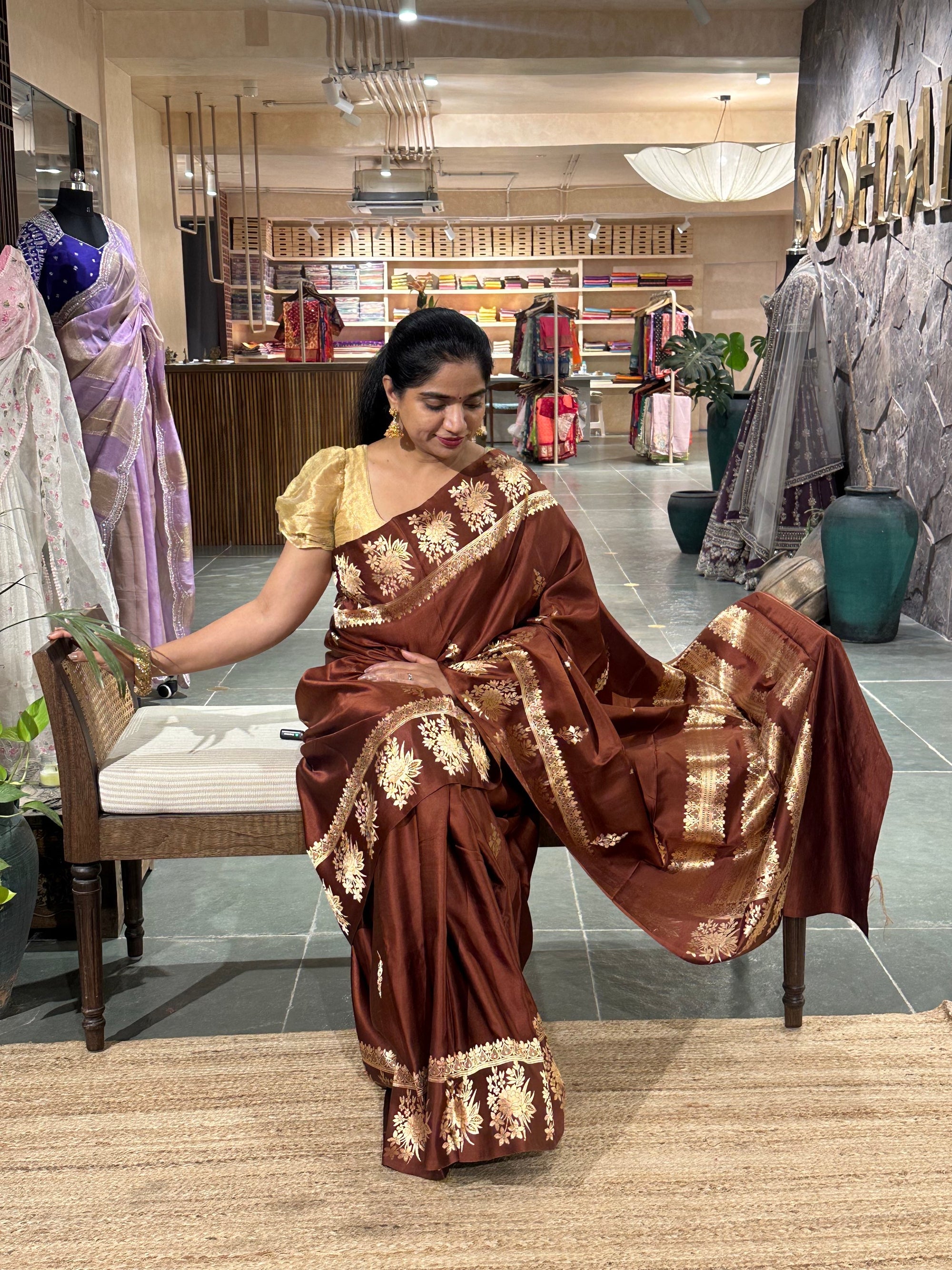 Pure Banarasi Handloom Mashru Silk Saree