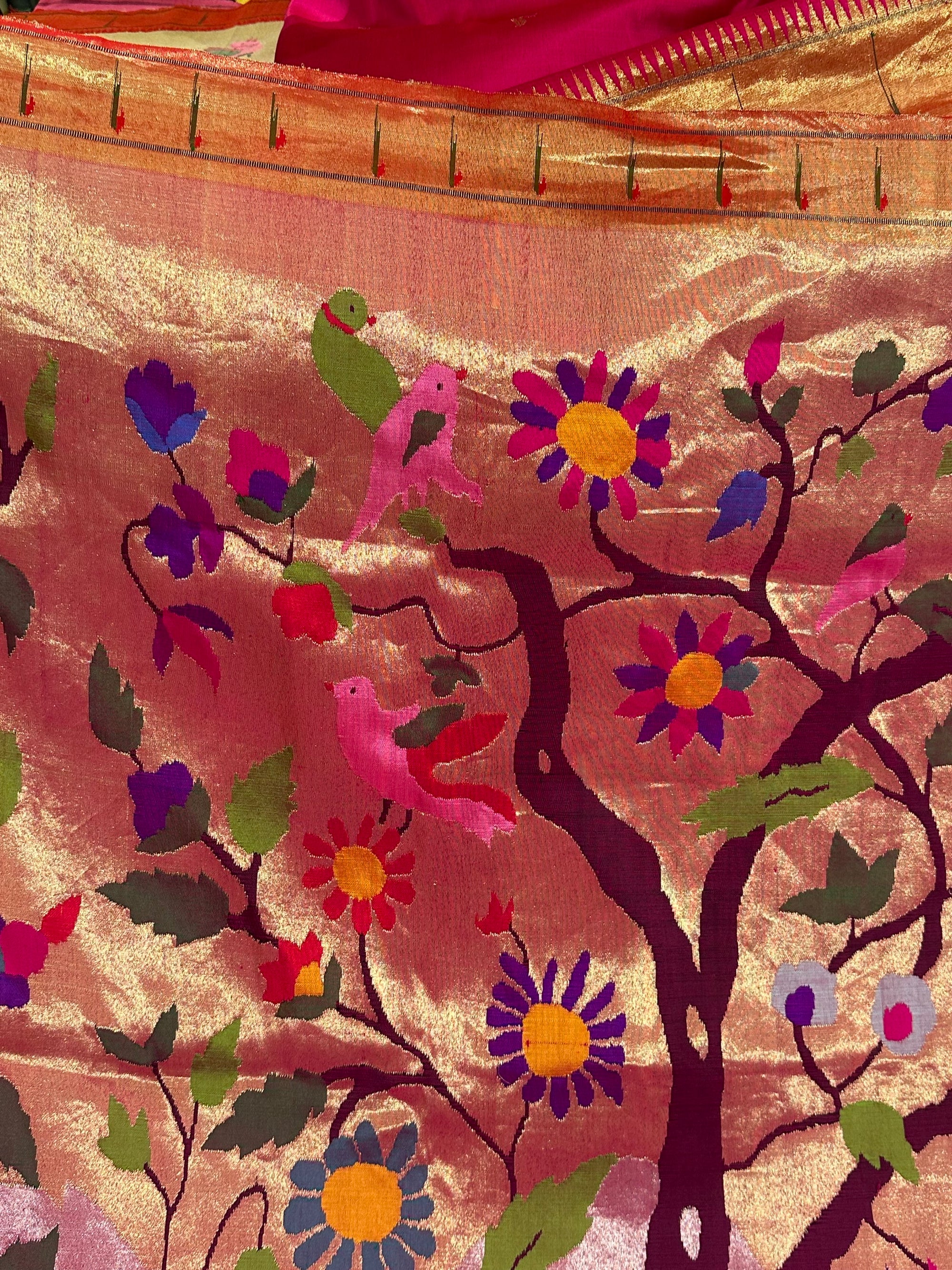 Light Pink Tissue Allover Pure Handloom Paithani Saree