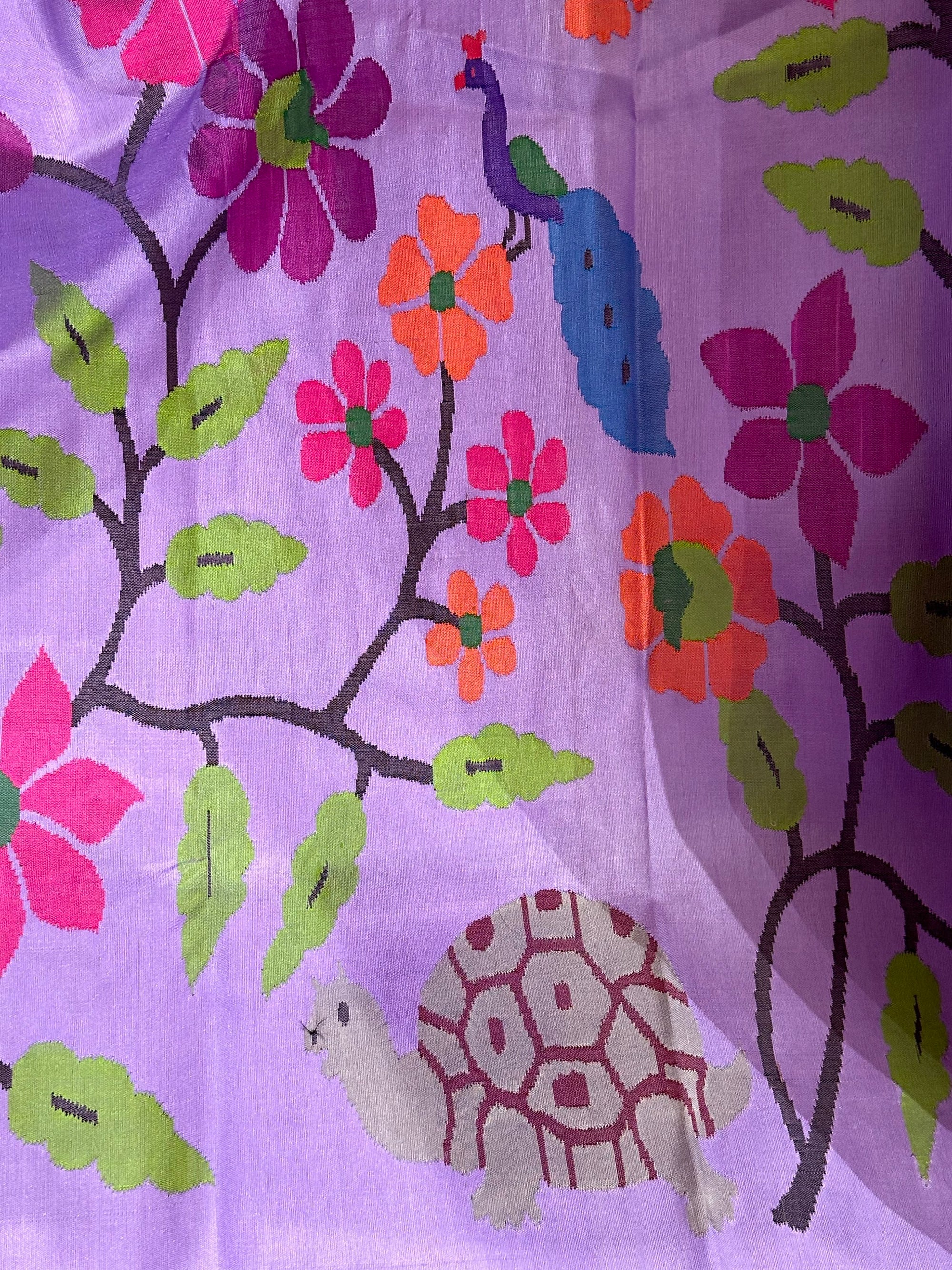 Dark Lilac Pure Handloom Allover Paithani Saree
