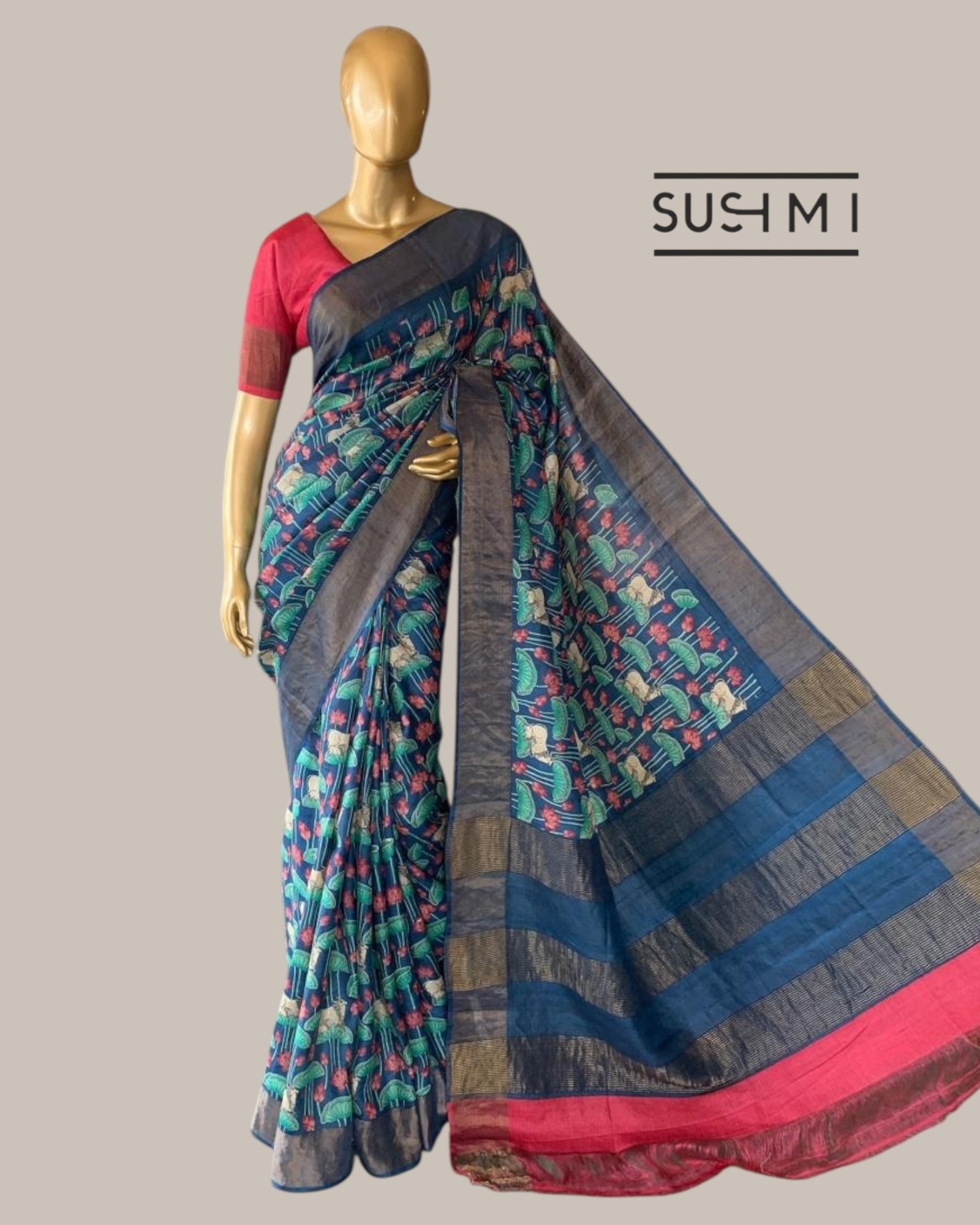 Pure Tussar Saree with pichwai  Print