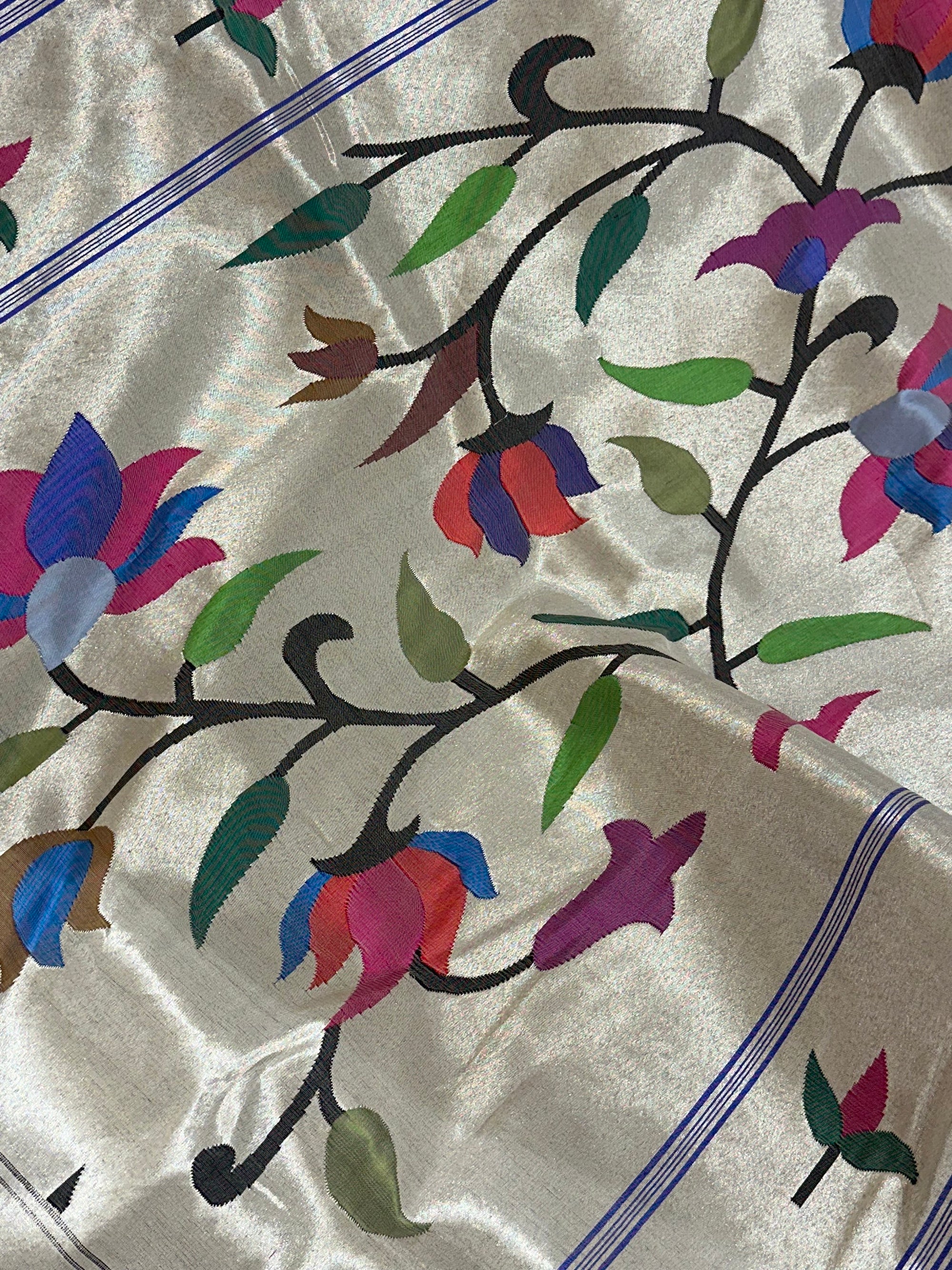 Silver Tissue Allover Paithani Saree