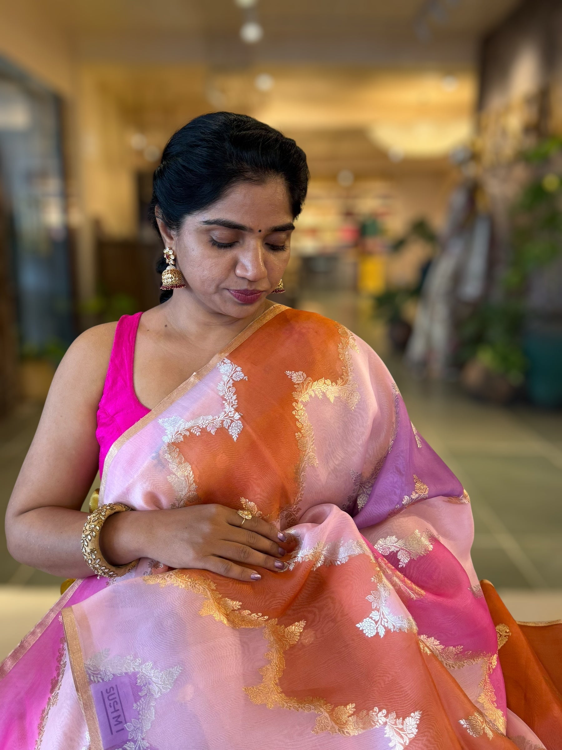 Designer Premium Handloom Rangkaat Kora Banarasi Saree  with Jewelry Design