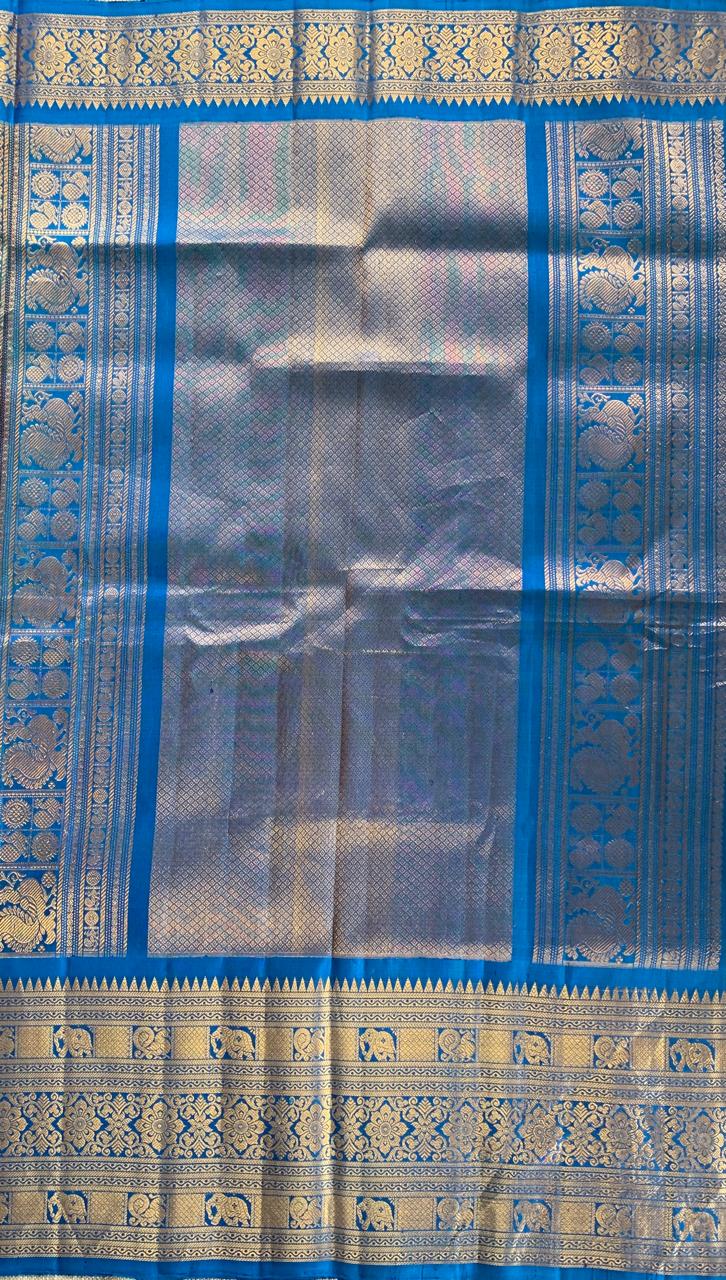 SGSA202 Navy Blue and Royal Blue Combo Gadwal Handloom Pure Silk Saree