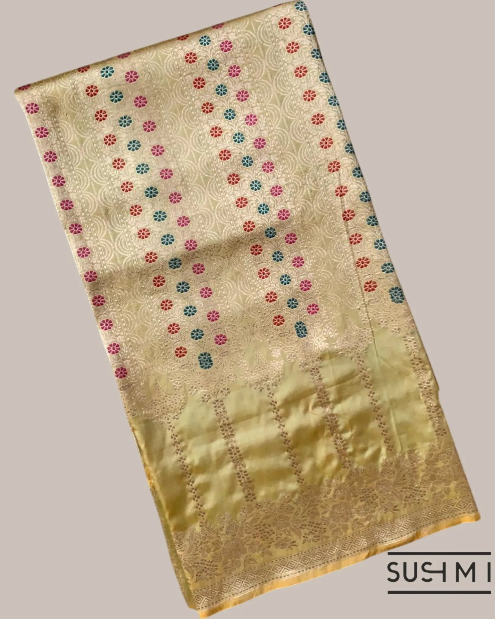 Pastel Yellow Deisgner Banarasi Katan Silk Saree