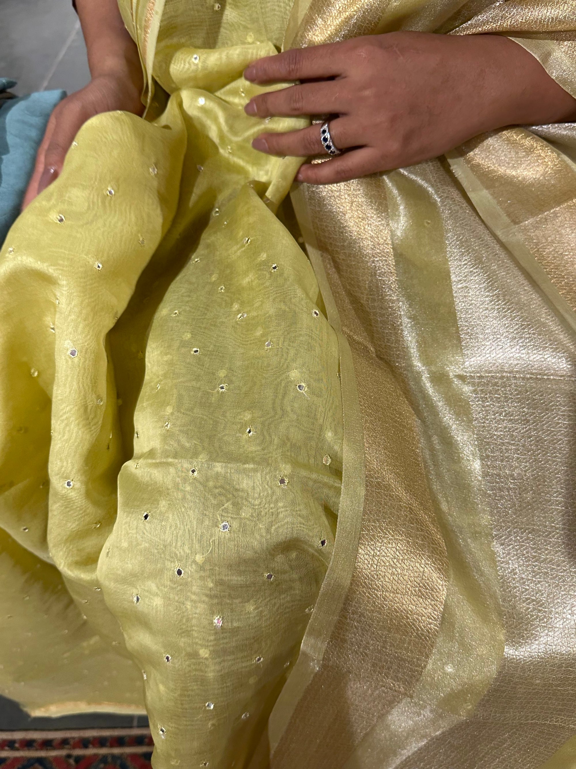 Lime Green 3 pc Pure Handloom Chanderi silk suit set