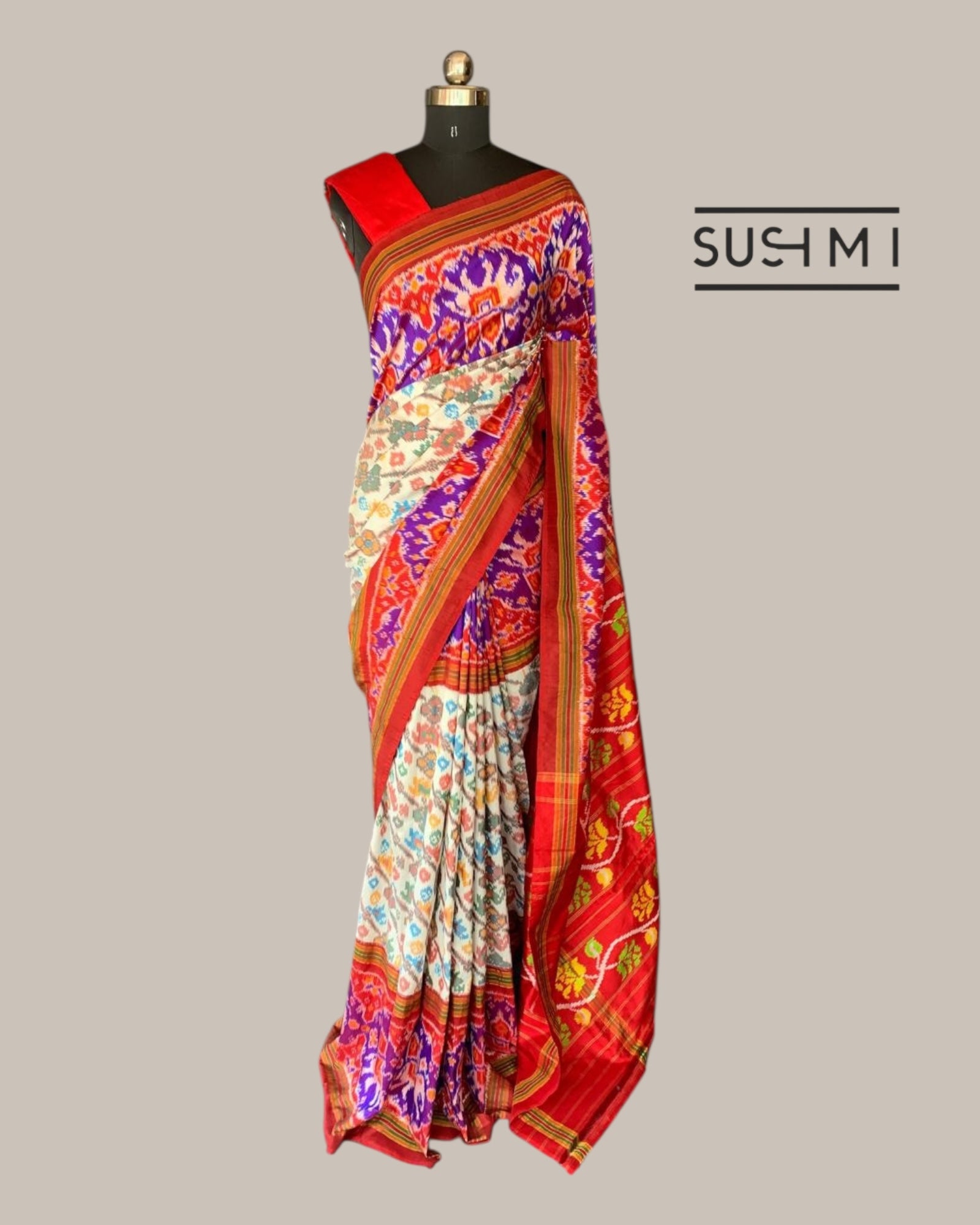 Pure Handloom Twill Ikkath Kanchi Saree