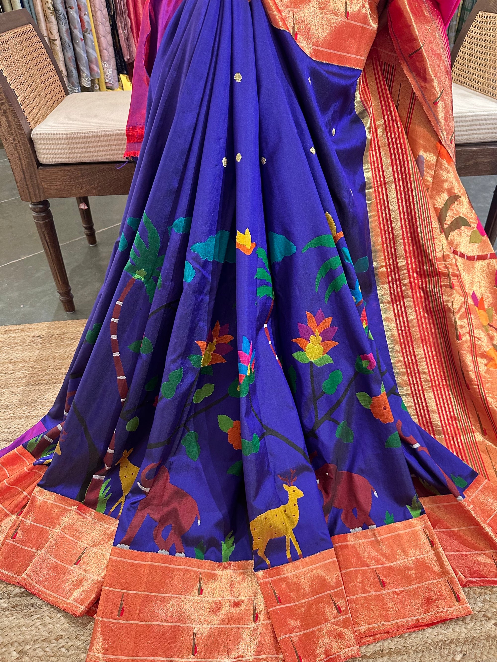 Blusih Purple Allover Pure Handloom Paithani Saree