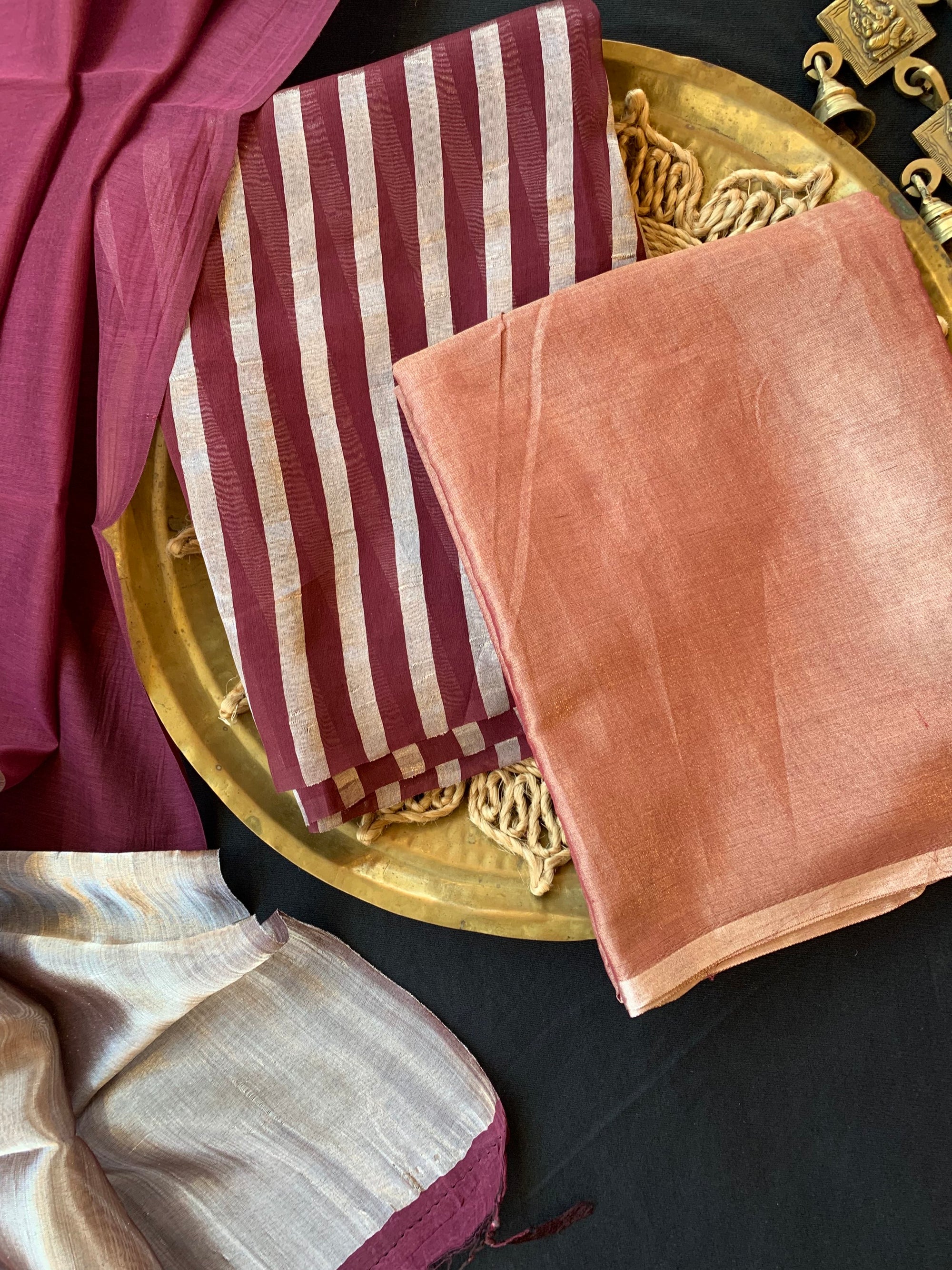 Burgundy 3 pc Banarasi Tissue Suit Set