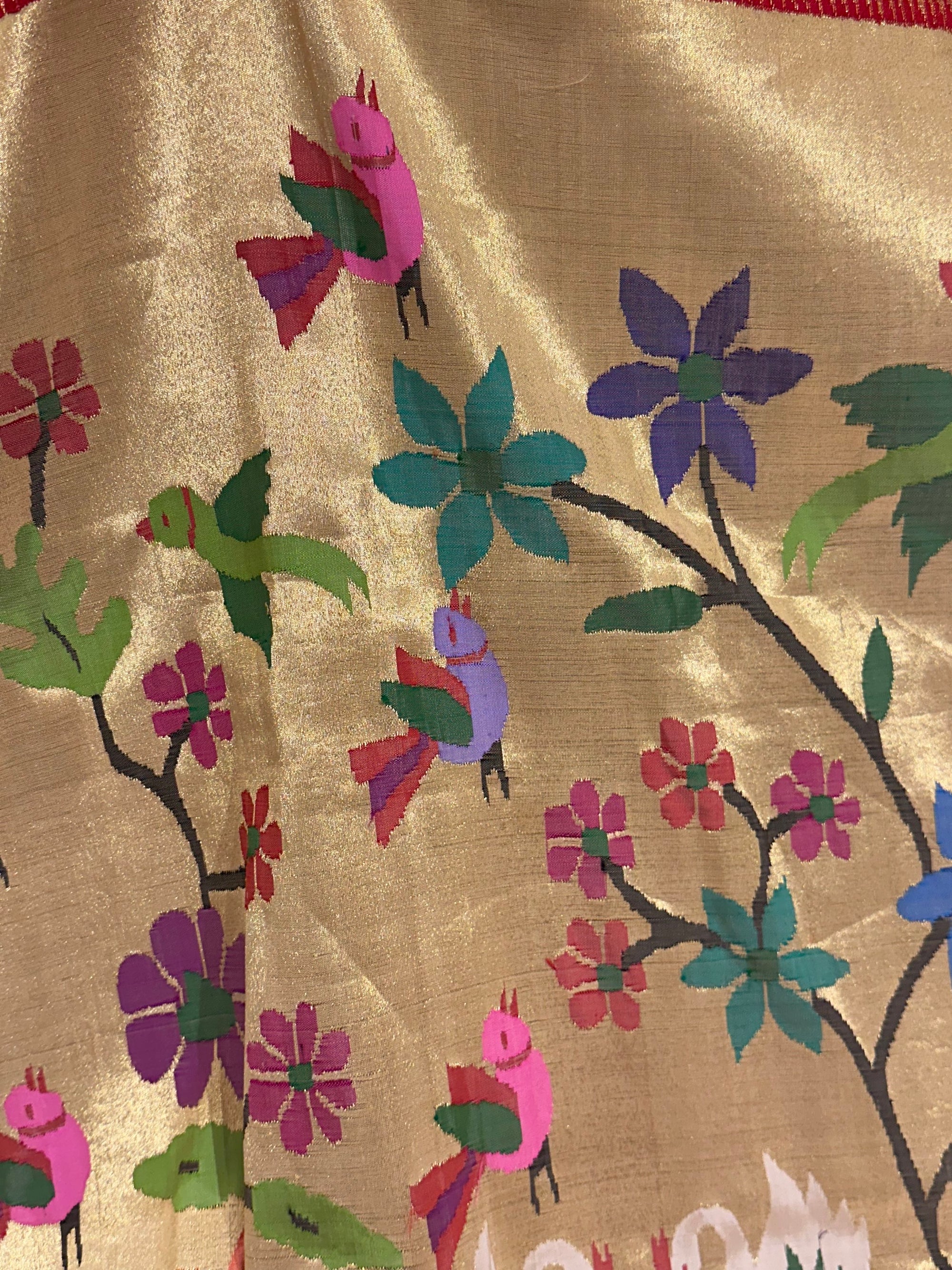 Light Gold Tissue Allover Pure Handloom Paithani Saree
