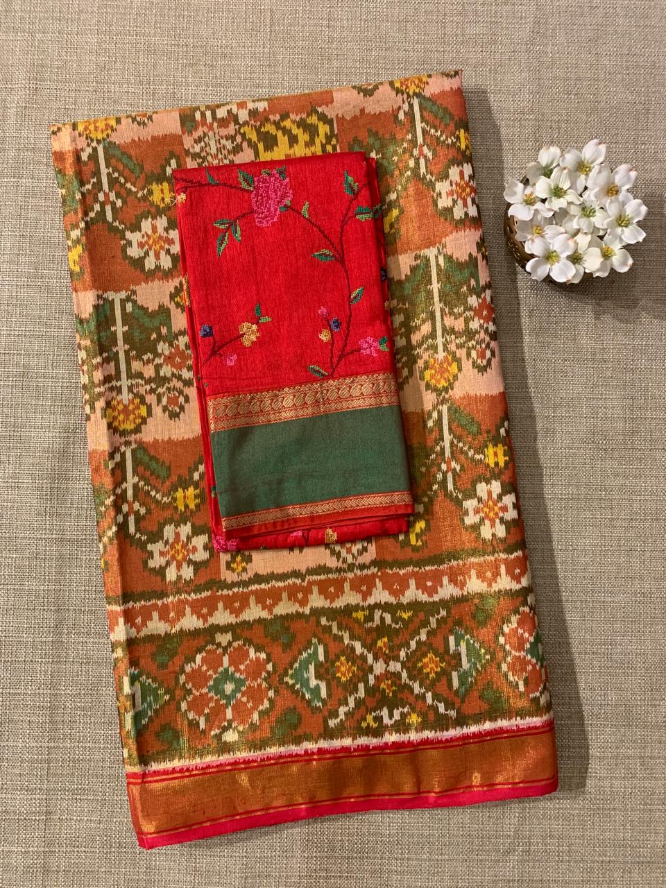 Twill Weave  Patan Patola Tissue Saree