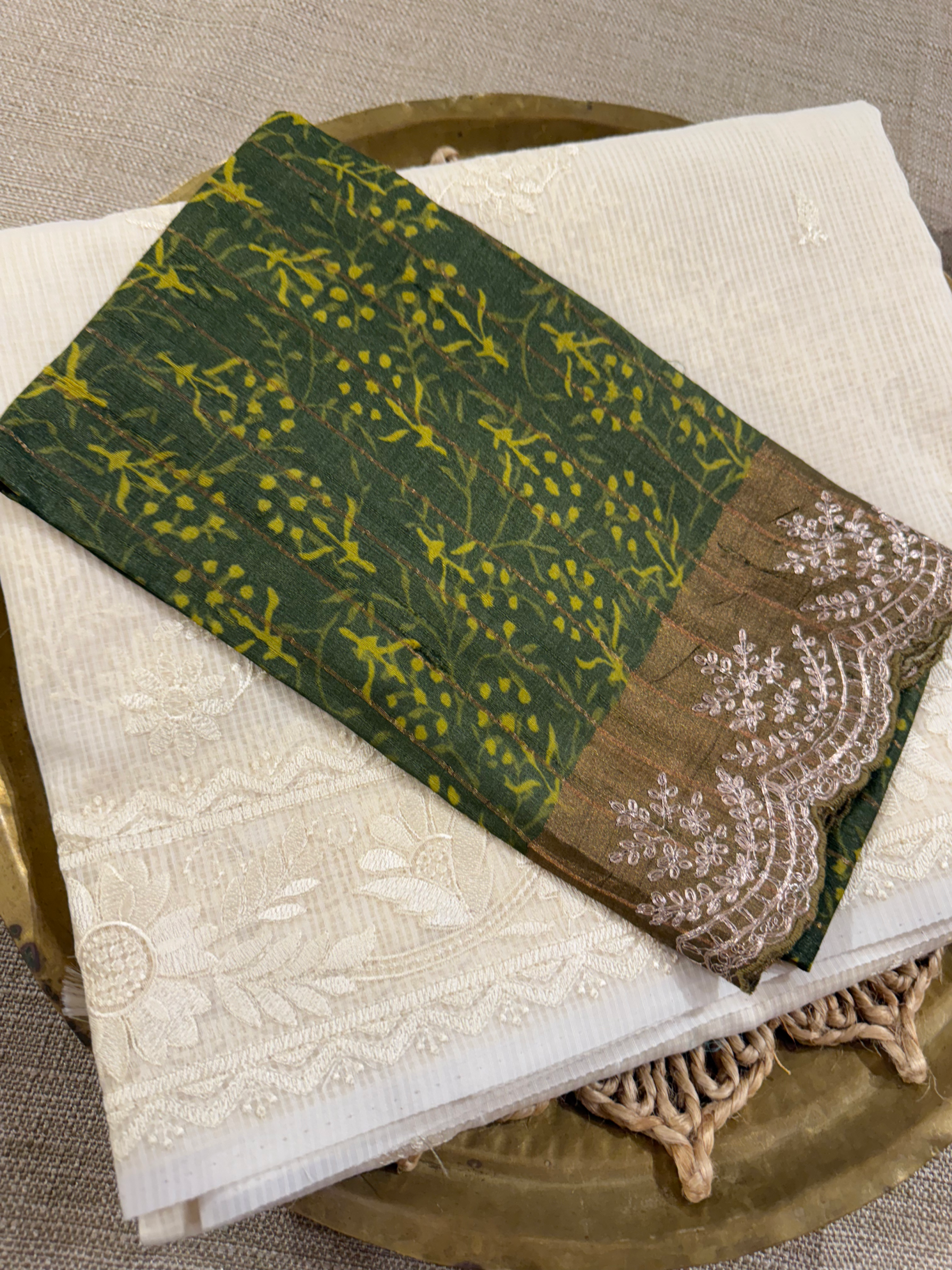 KCCA1919 : Kota Cotton Chikankari Embroidered Saree paired with Fusion Blouses
