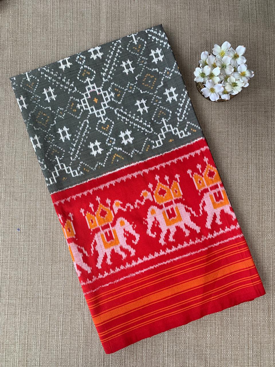 Pure Handloom Twill Ikkath Patola Saree