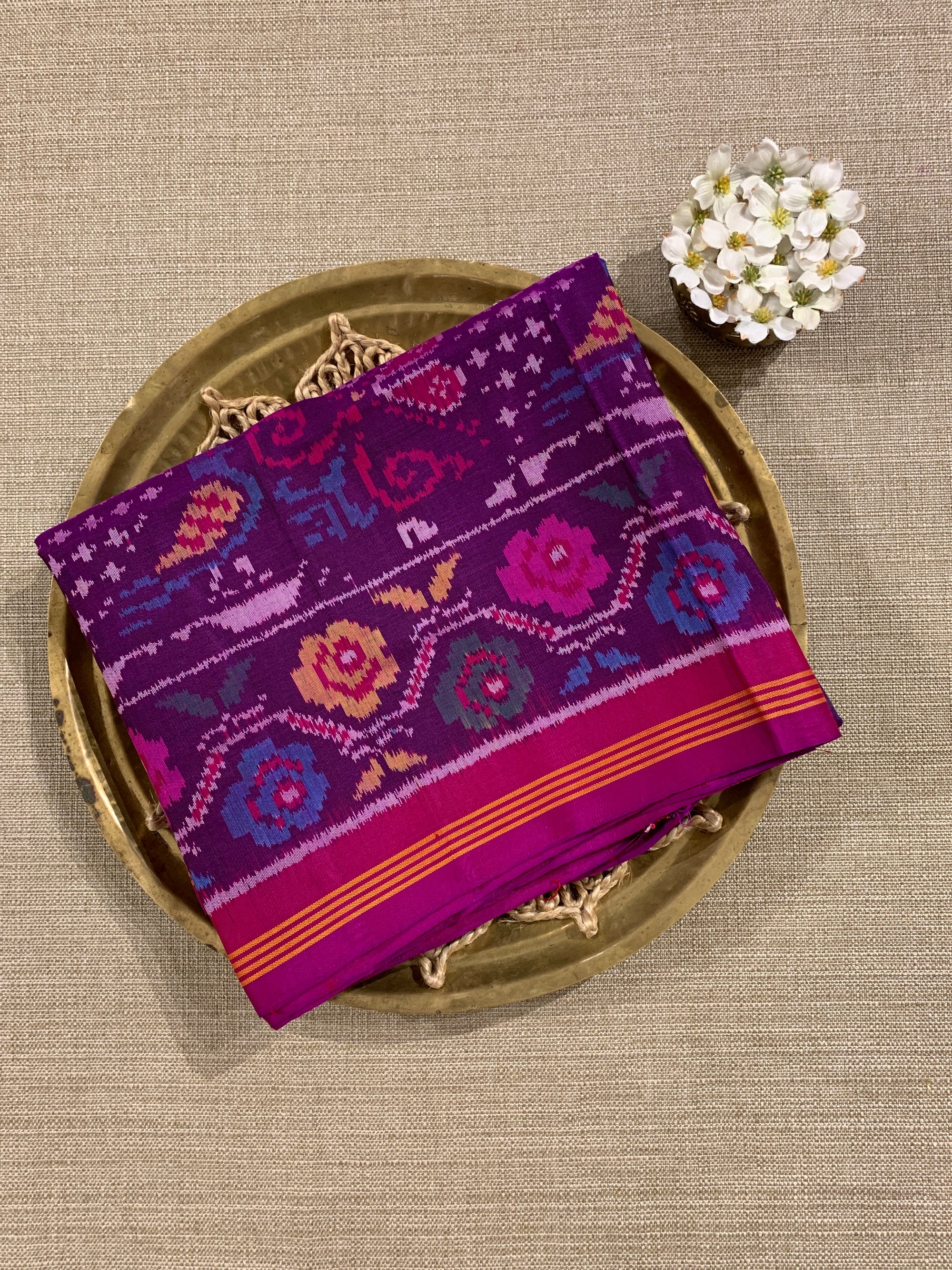 Purple and Pink Combo Patan Patola Saree with Unique concept body and Border