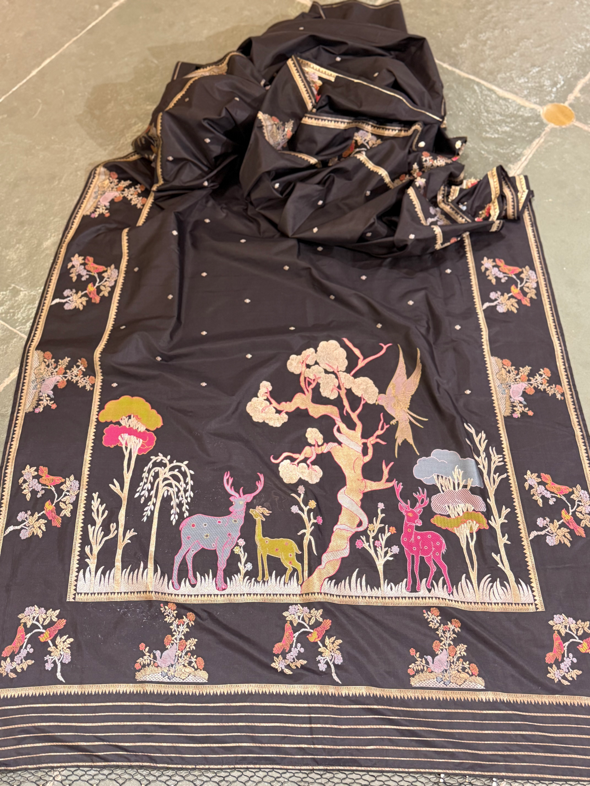 Black Designer Banarasi Silk Saree