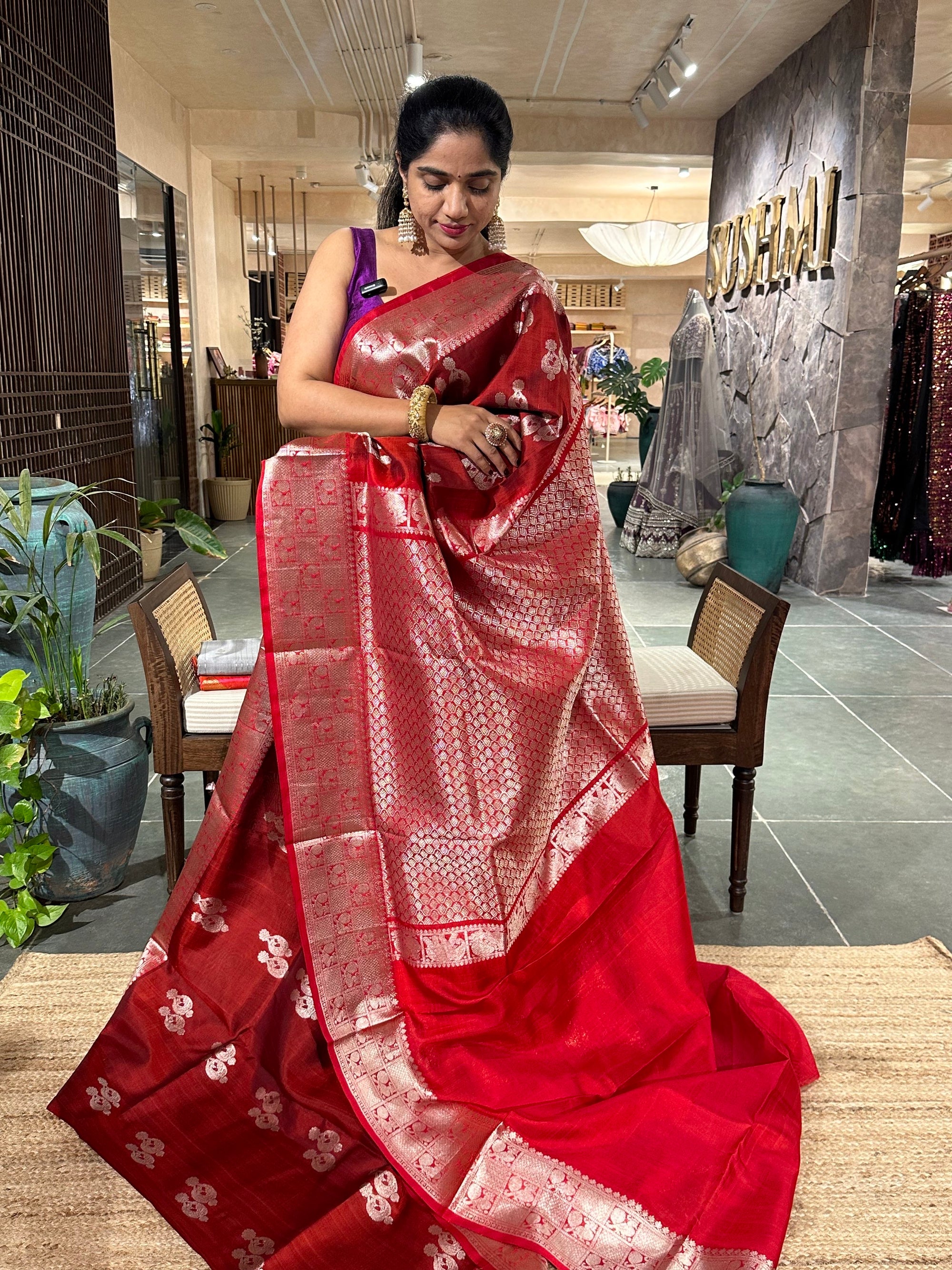 Meroon Venkatagiri Handloom Pure Silk Saree
