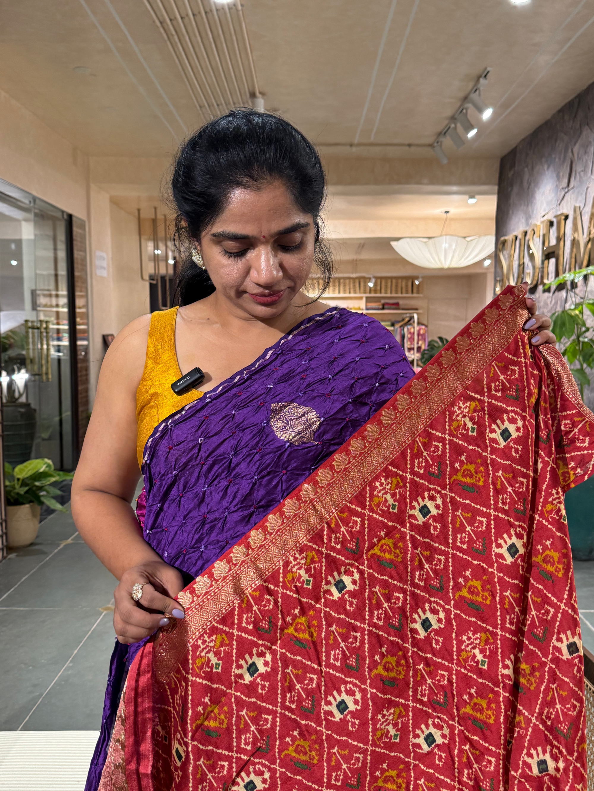SCBA1106 Pure Handloom Banarasi Chiniya Bandhej Saree with Patola Blouse