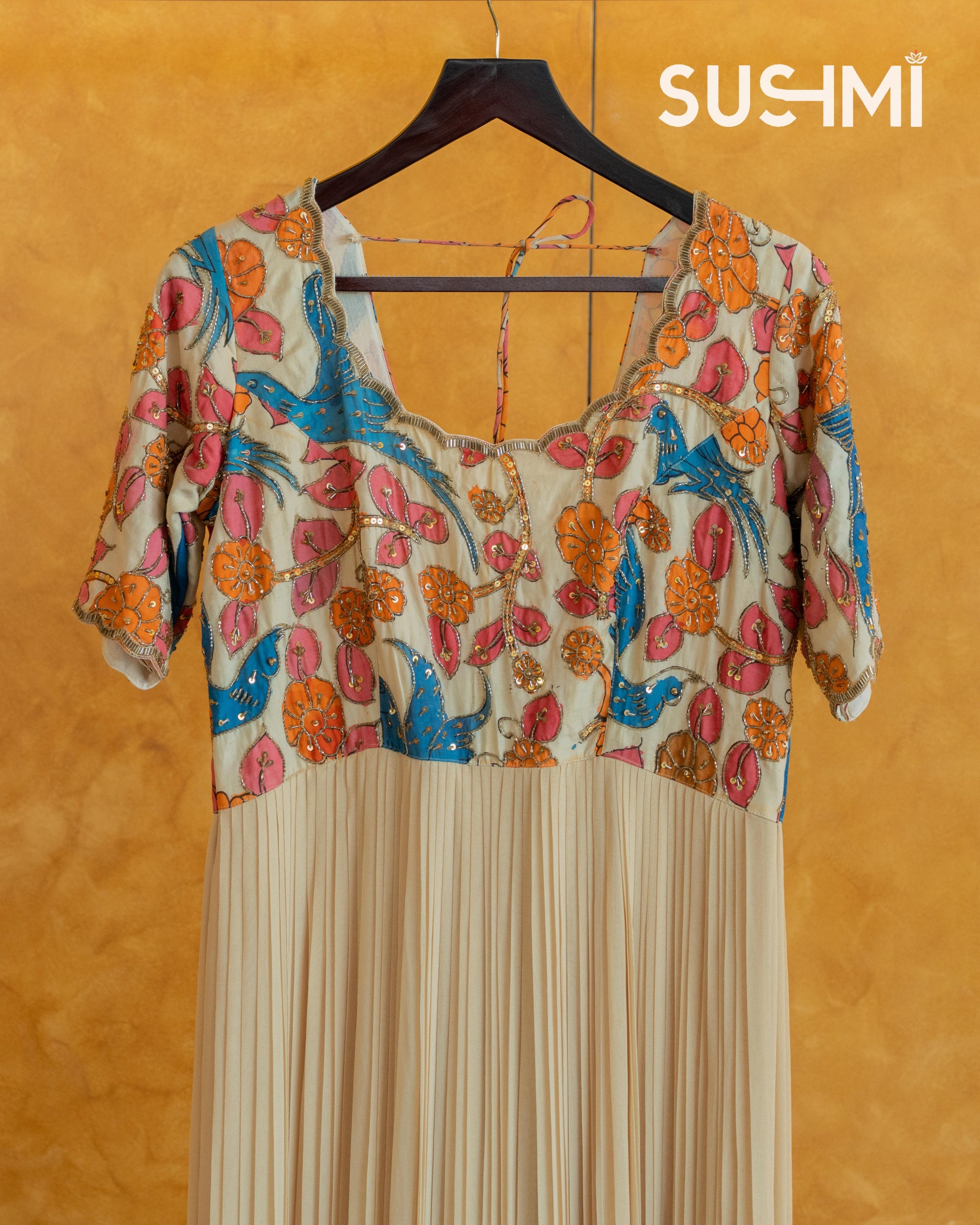 Gorgette kalamkari long frock