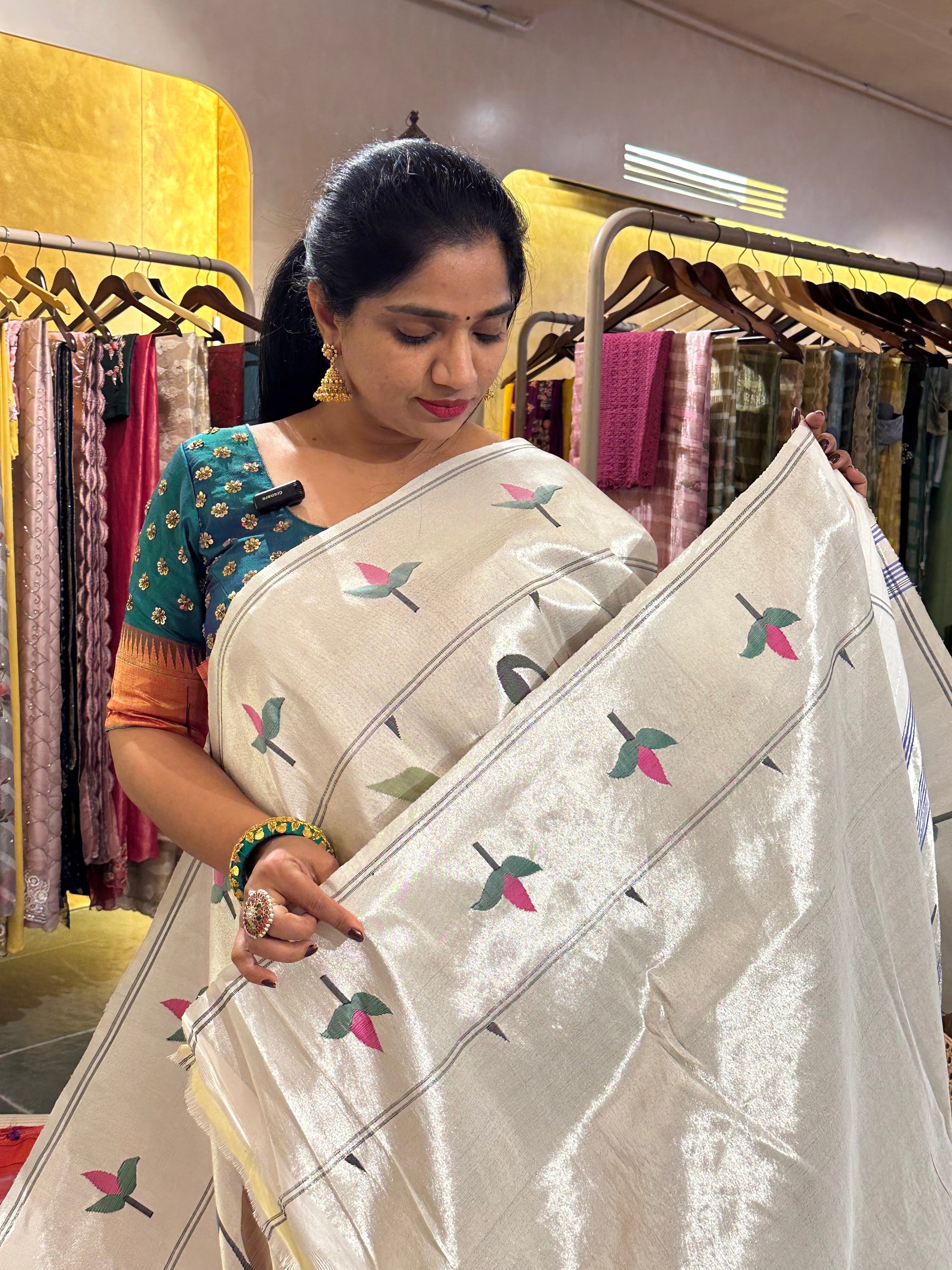 Silver Tissue Allover Paithani Saree