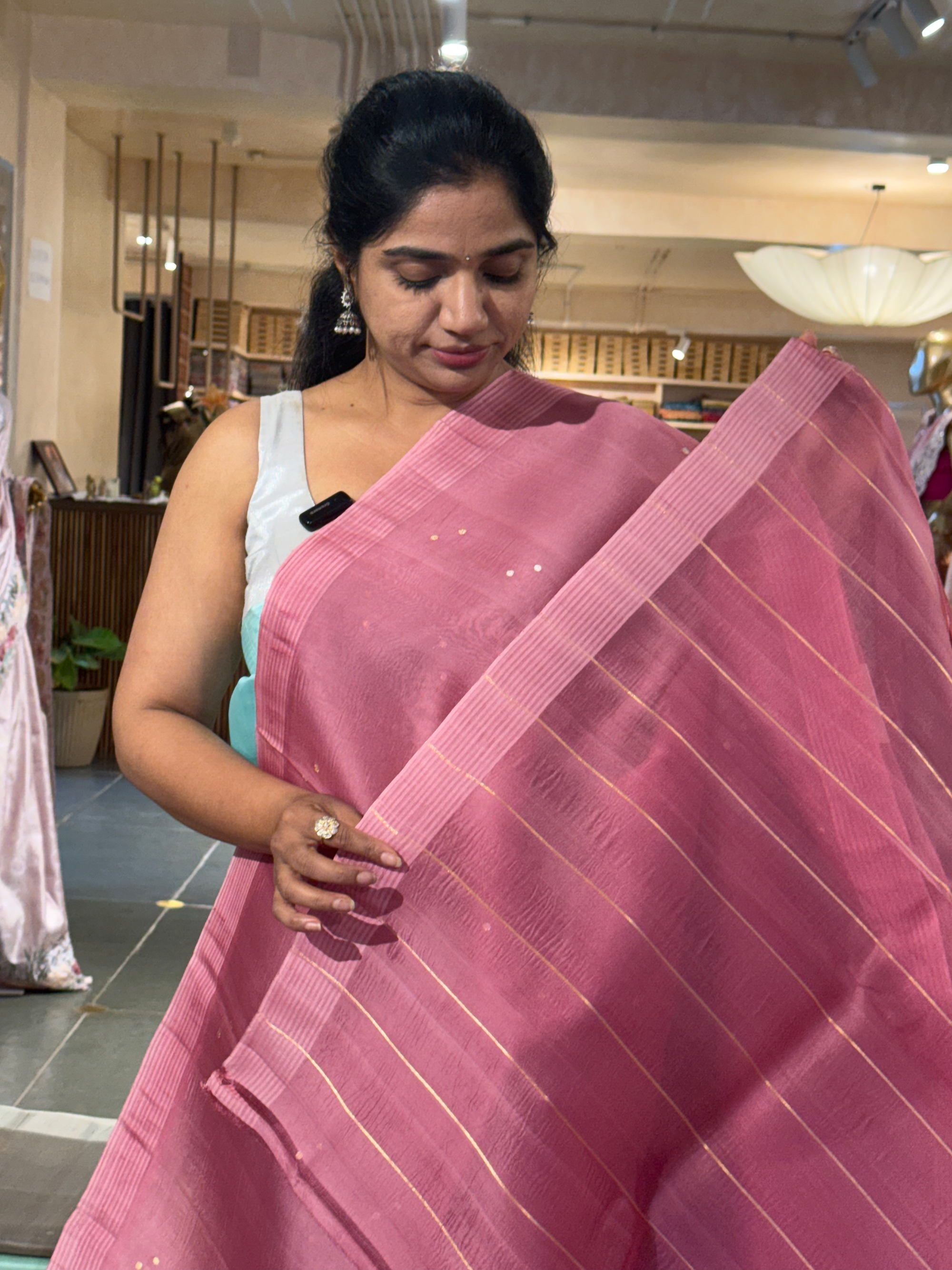 Onion Pink Kora Banarasi and Saree with kaduwa woven sona rupa motifs