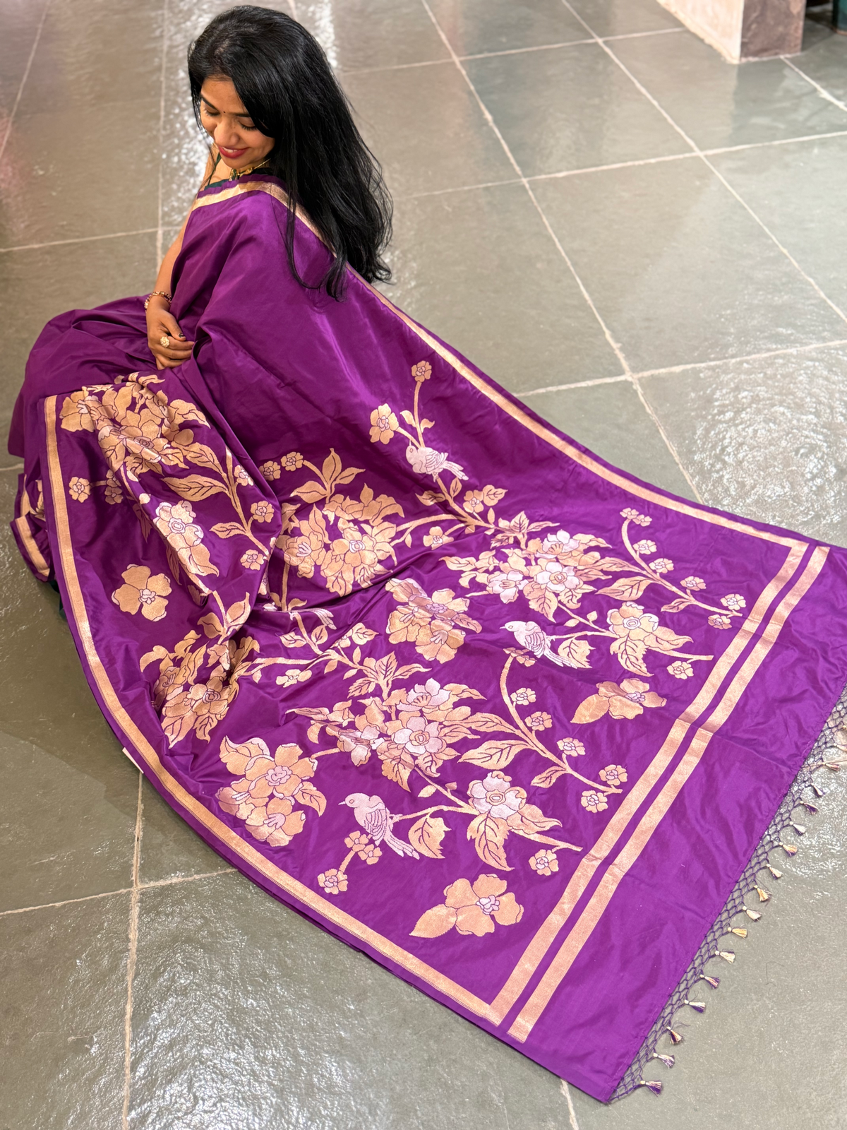 Majenta Designer Banarasi Silk Saree