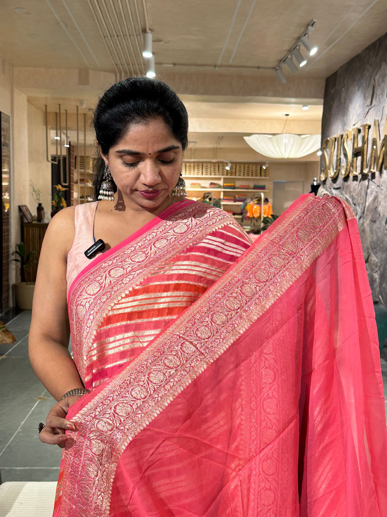 Banarsi khaddi georgette lehariya pattern