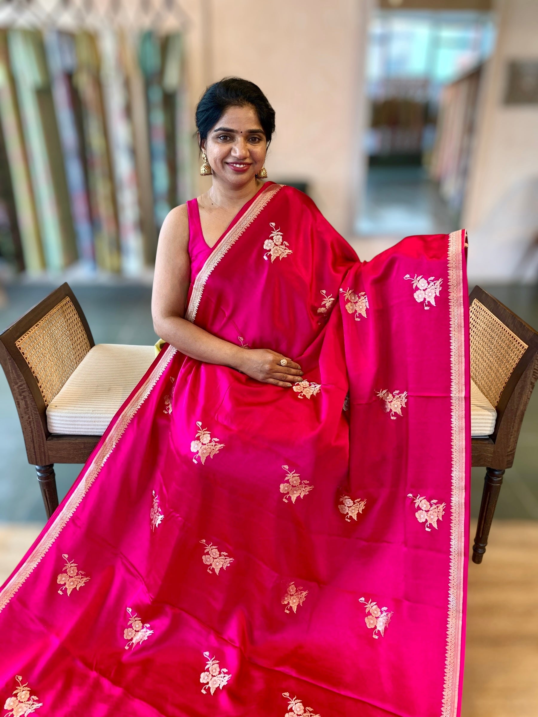 Pink Designer Mashru Silk Saree