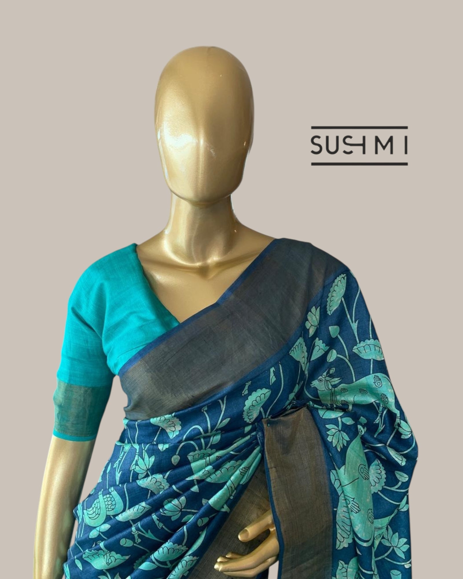Pure Tussar Saree with Kalamkari Print