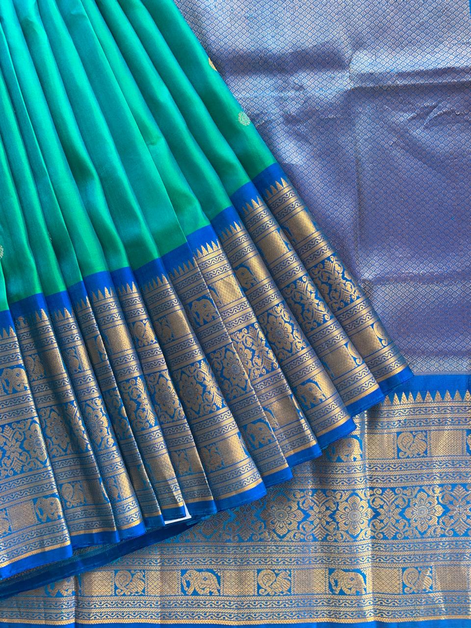 SGSA201 Teal Blue and Royal Blue Combo Combo Gadwal Handloom Pure Silk Saree