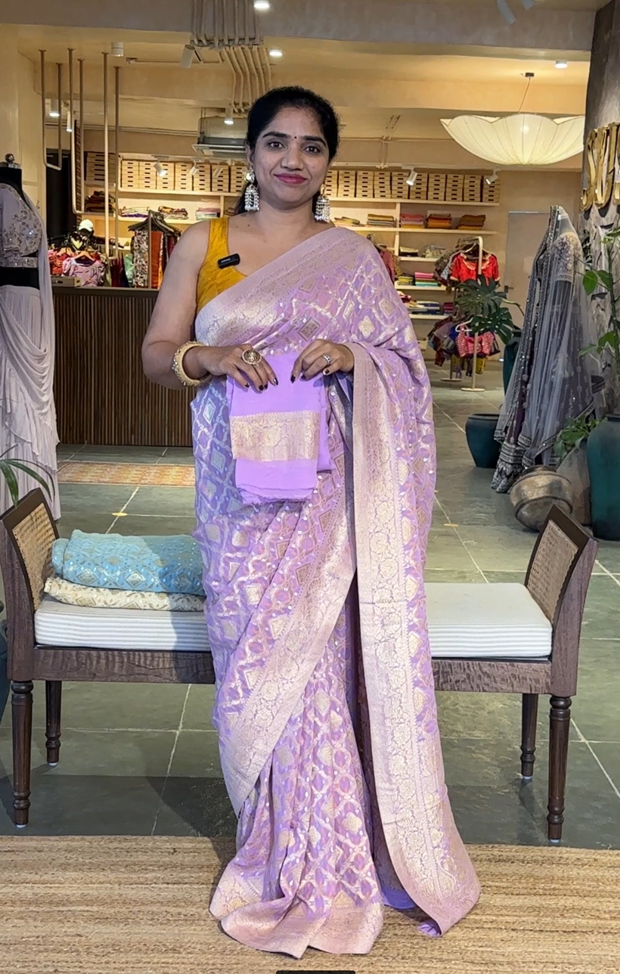 Lilac Banarasi Bandhini Gorgette