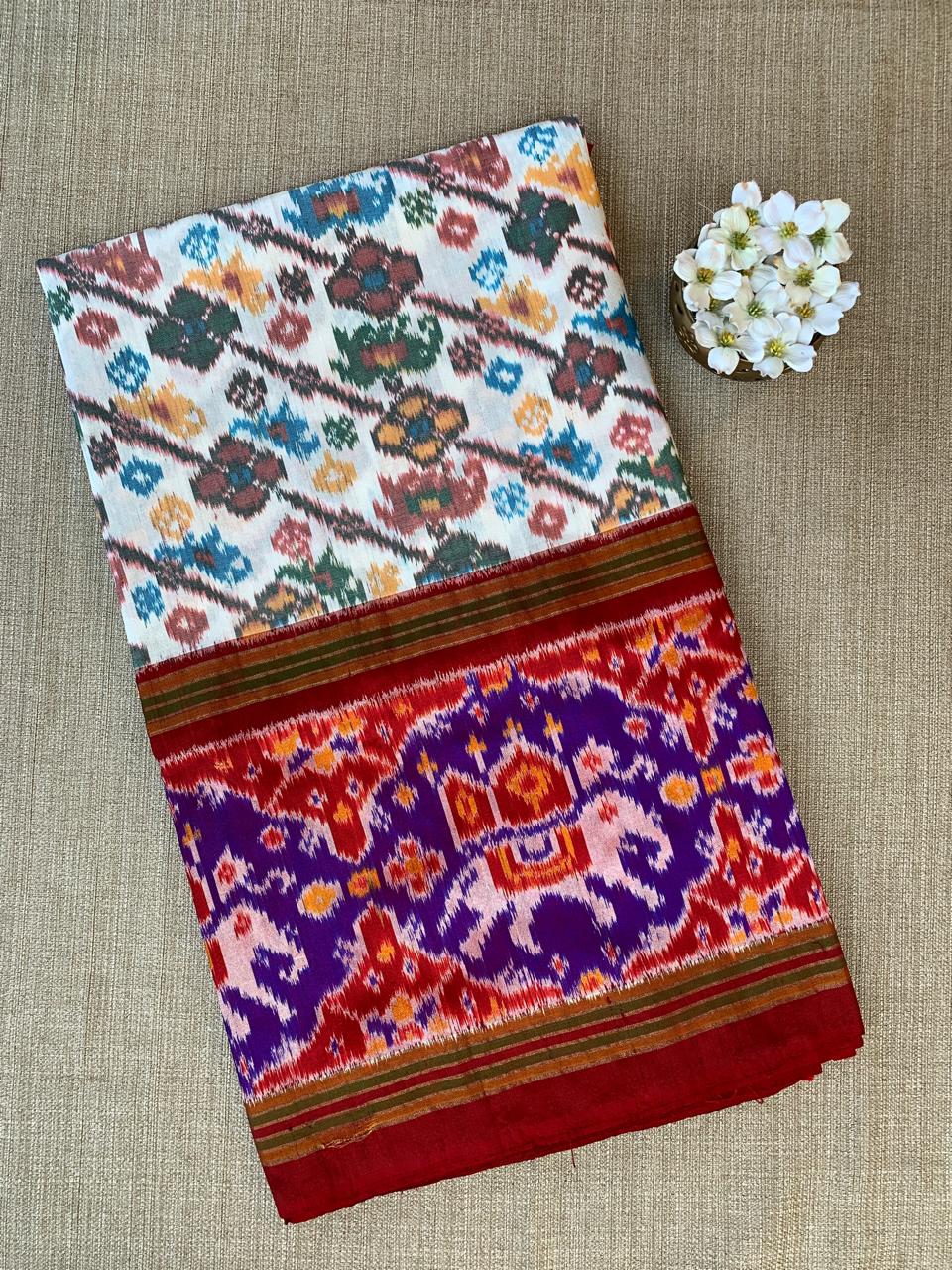 Pure Handloom Twill Ikkath Kanchi Saree