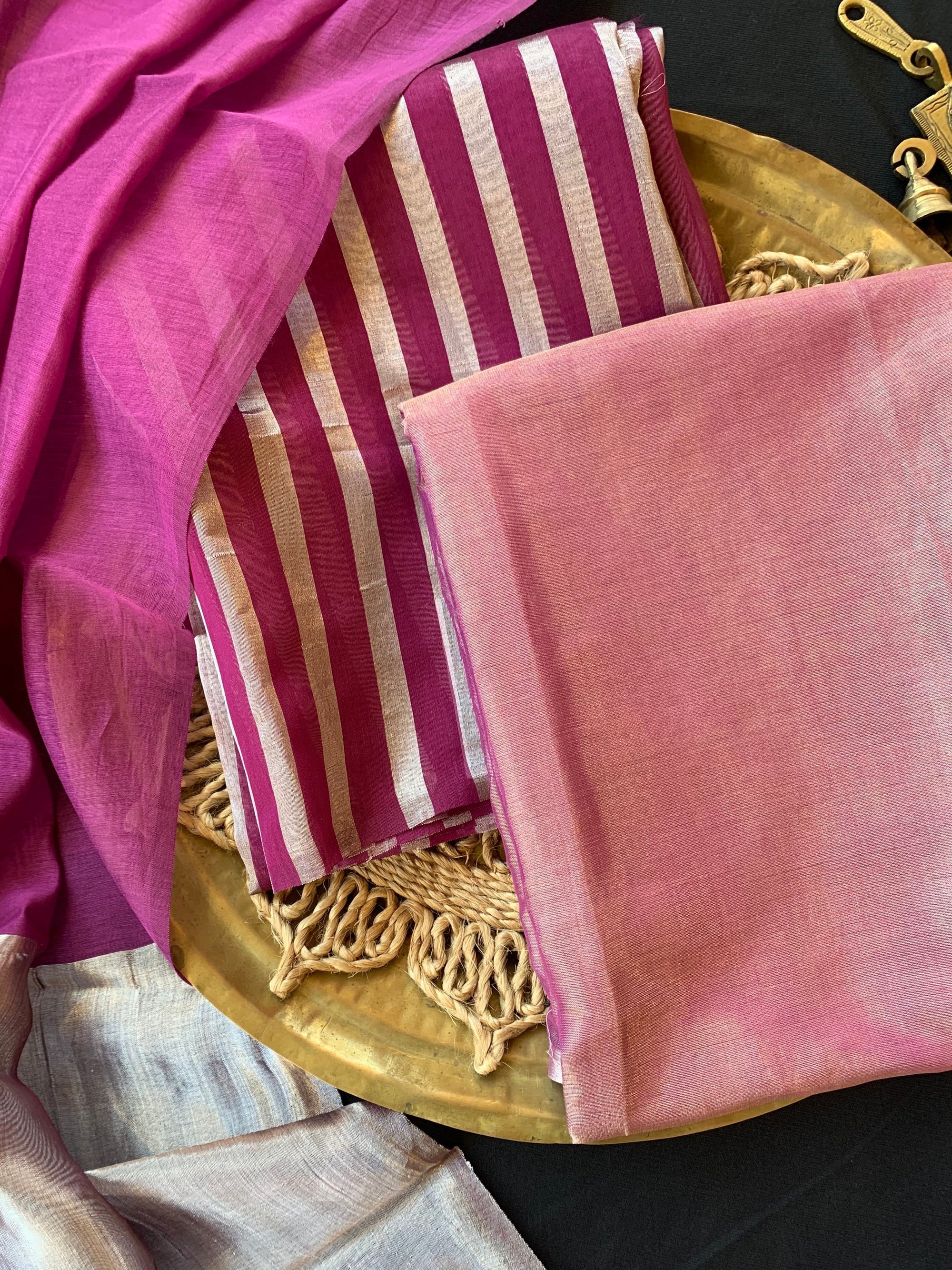 Wine 3 pc Banarasi Tissue Suit Set