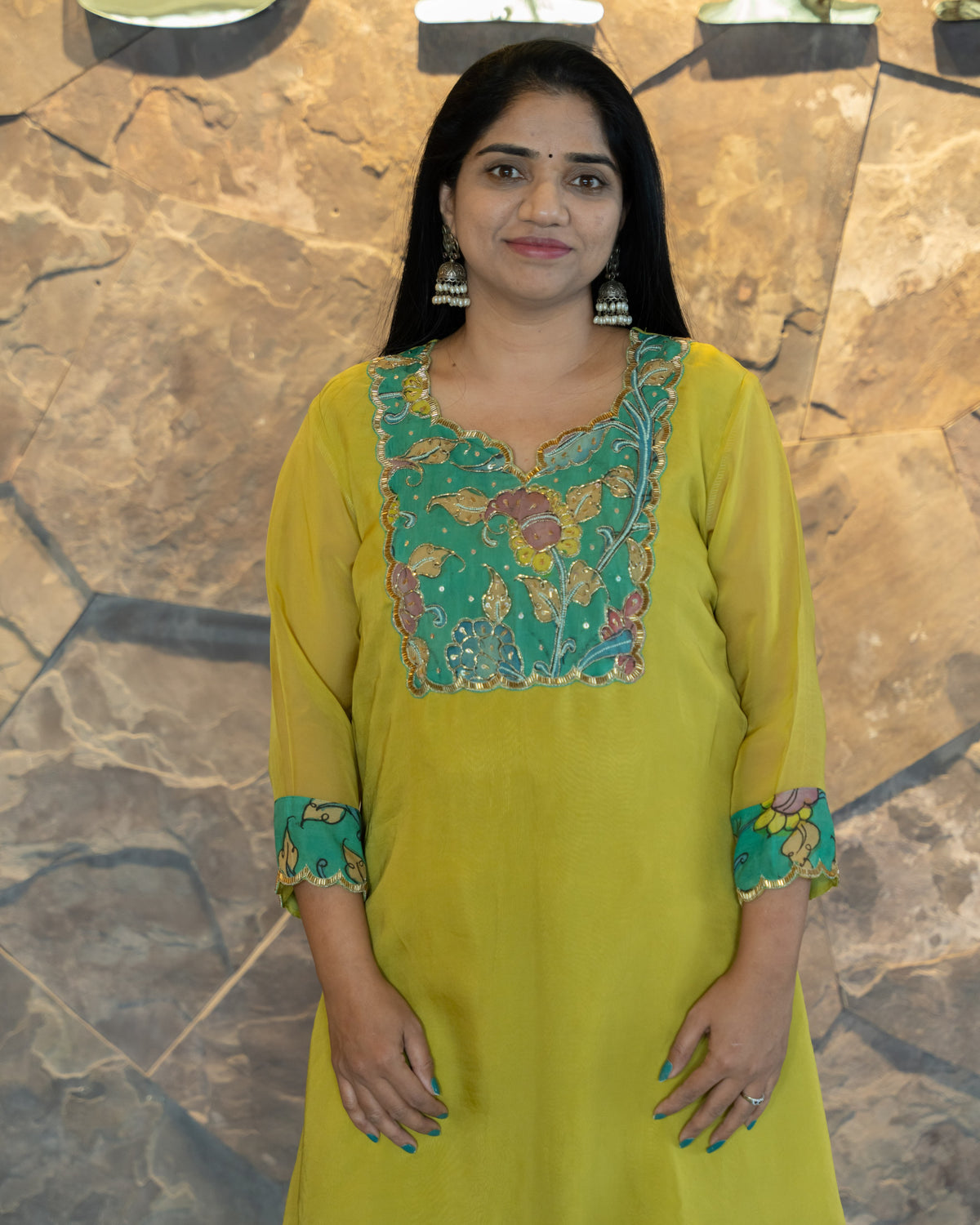 Organza and Pen Kalamkari Fusion Coordset