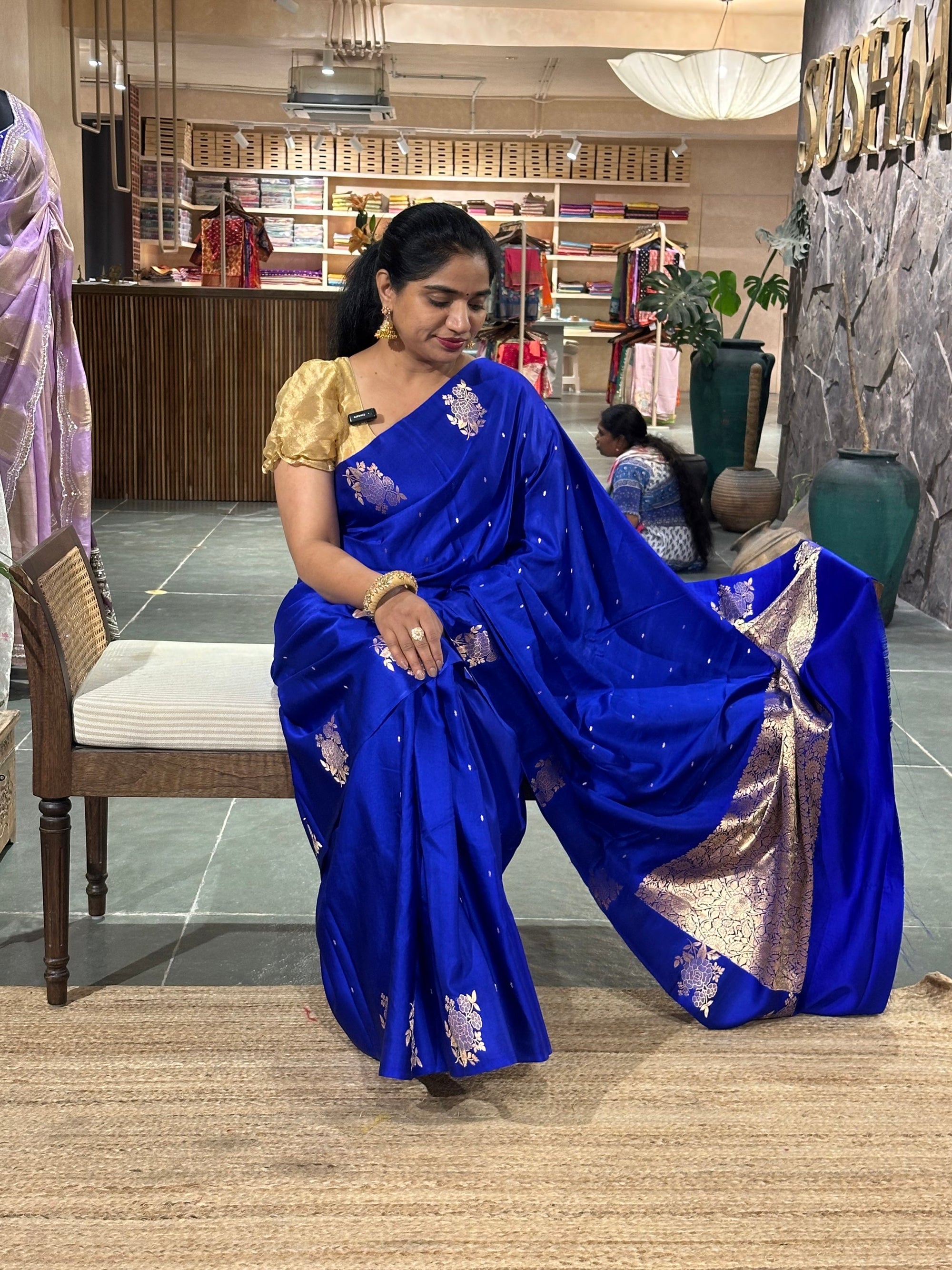 Royal/Electric Blue Pure Banarasi Handloom Mashru Silk Saree  with kaduwa weavin