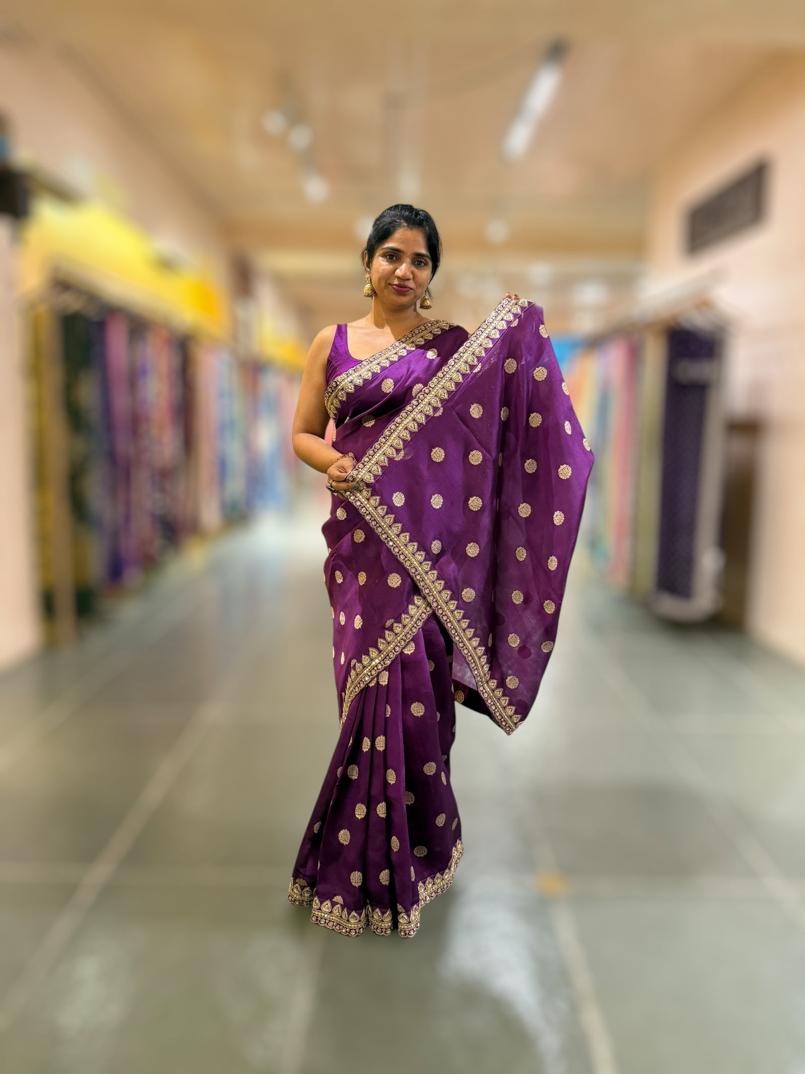 Purple Pure Handloom Banarasi Silk Saree With Handwork Borders and Blouse