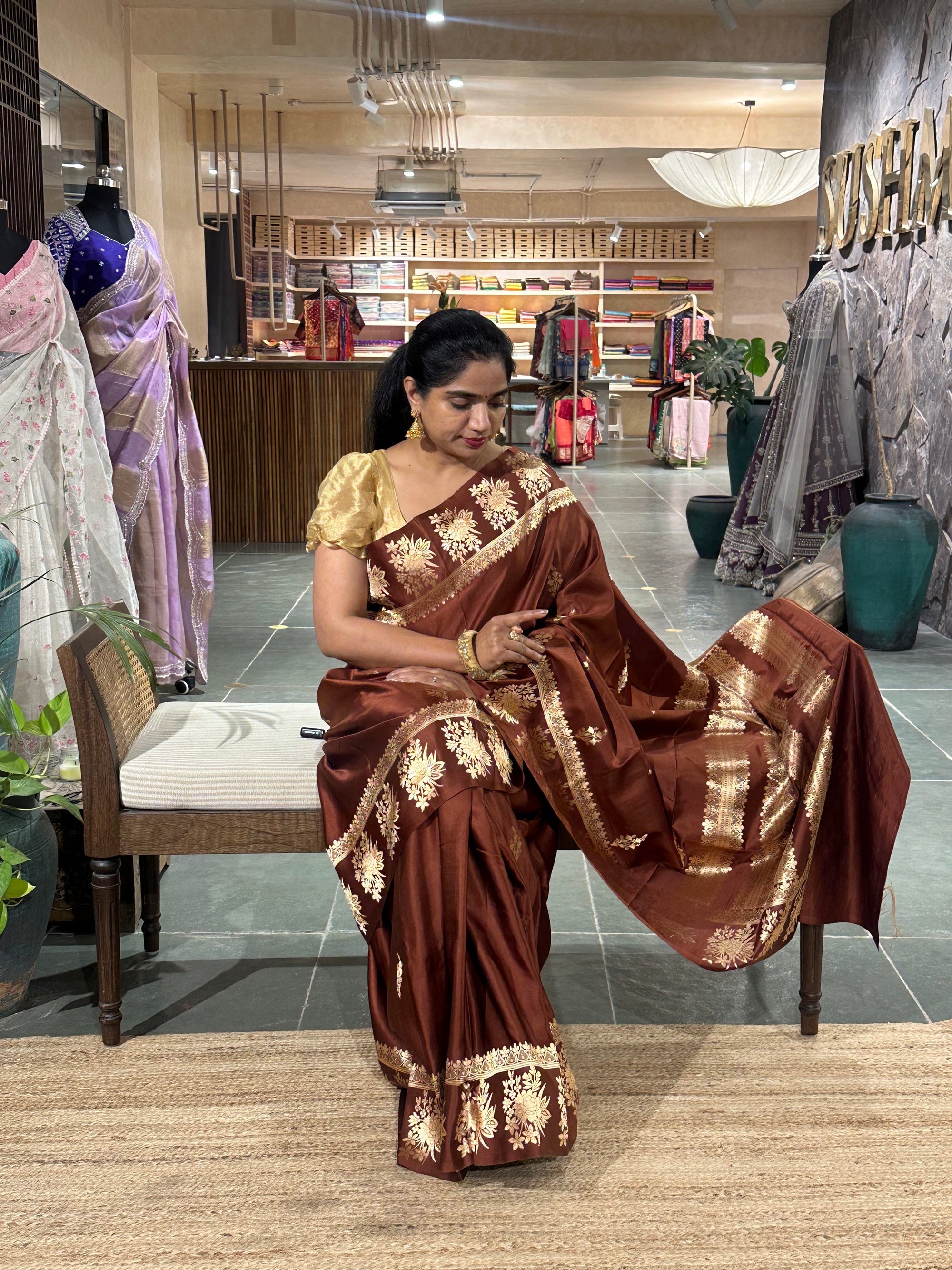 Pure Banarasi Handloom Mashru Silk Saree
