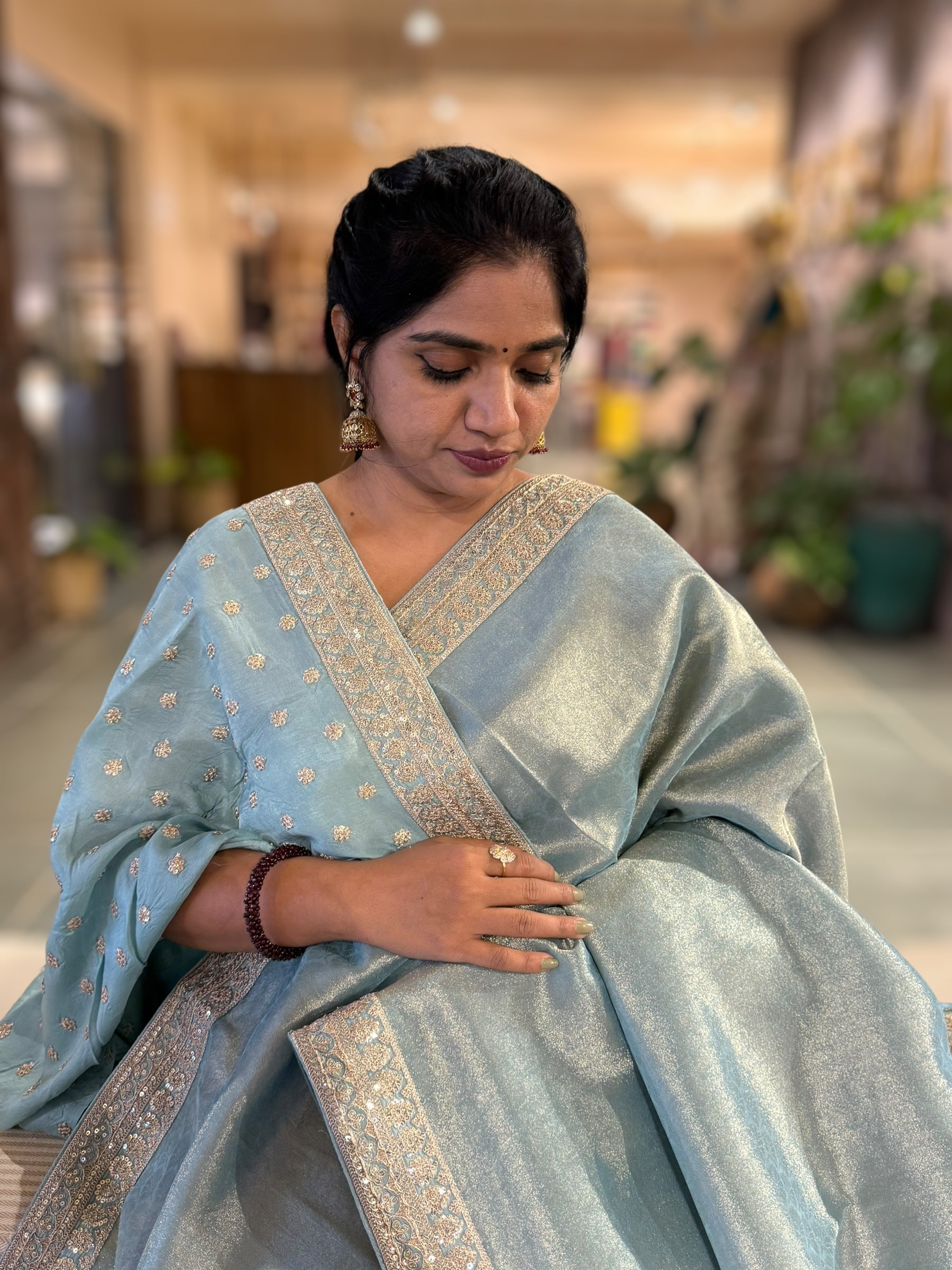 Banarasi Brocade Kora Tissue Saree With Sabyasachi Borders and Blouse