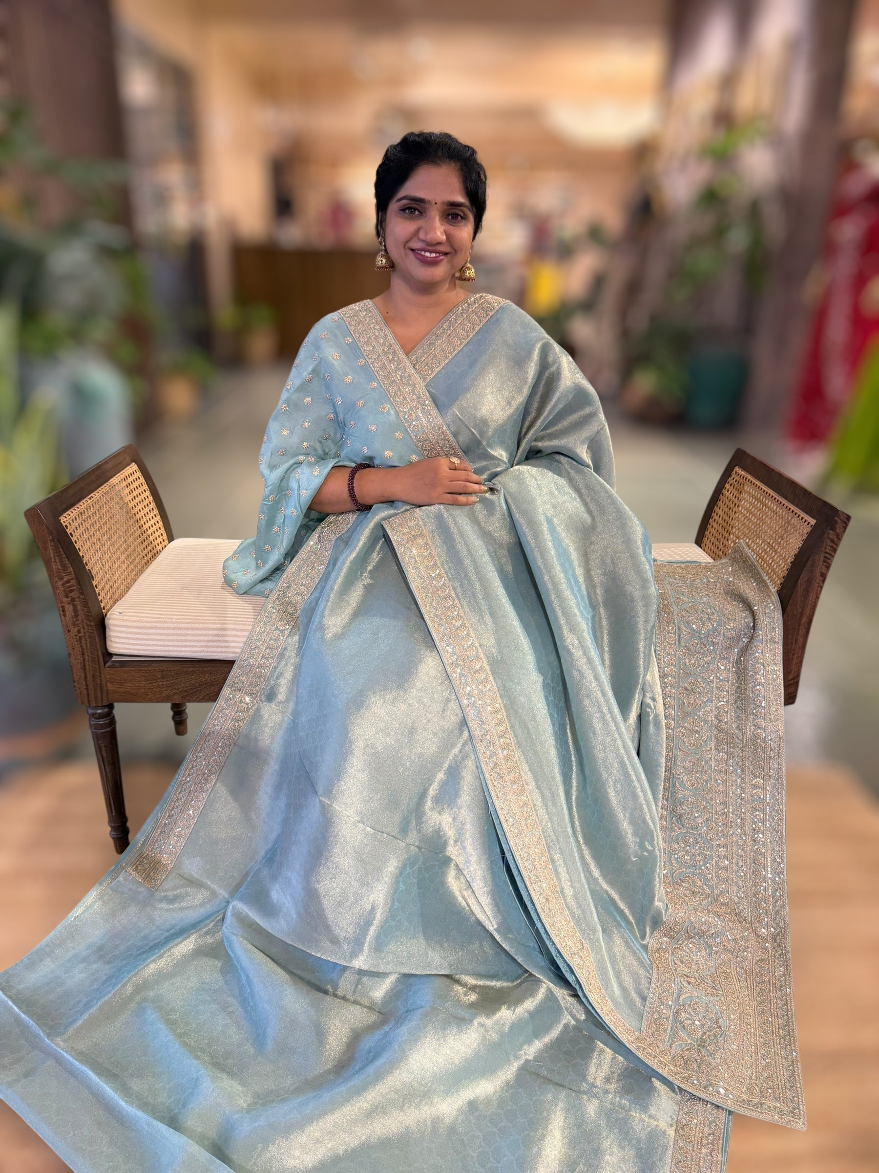 Banarasi Brocade Kora Tissue Saree With Sabyasachi Borders and Blouse