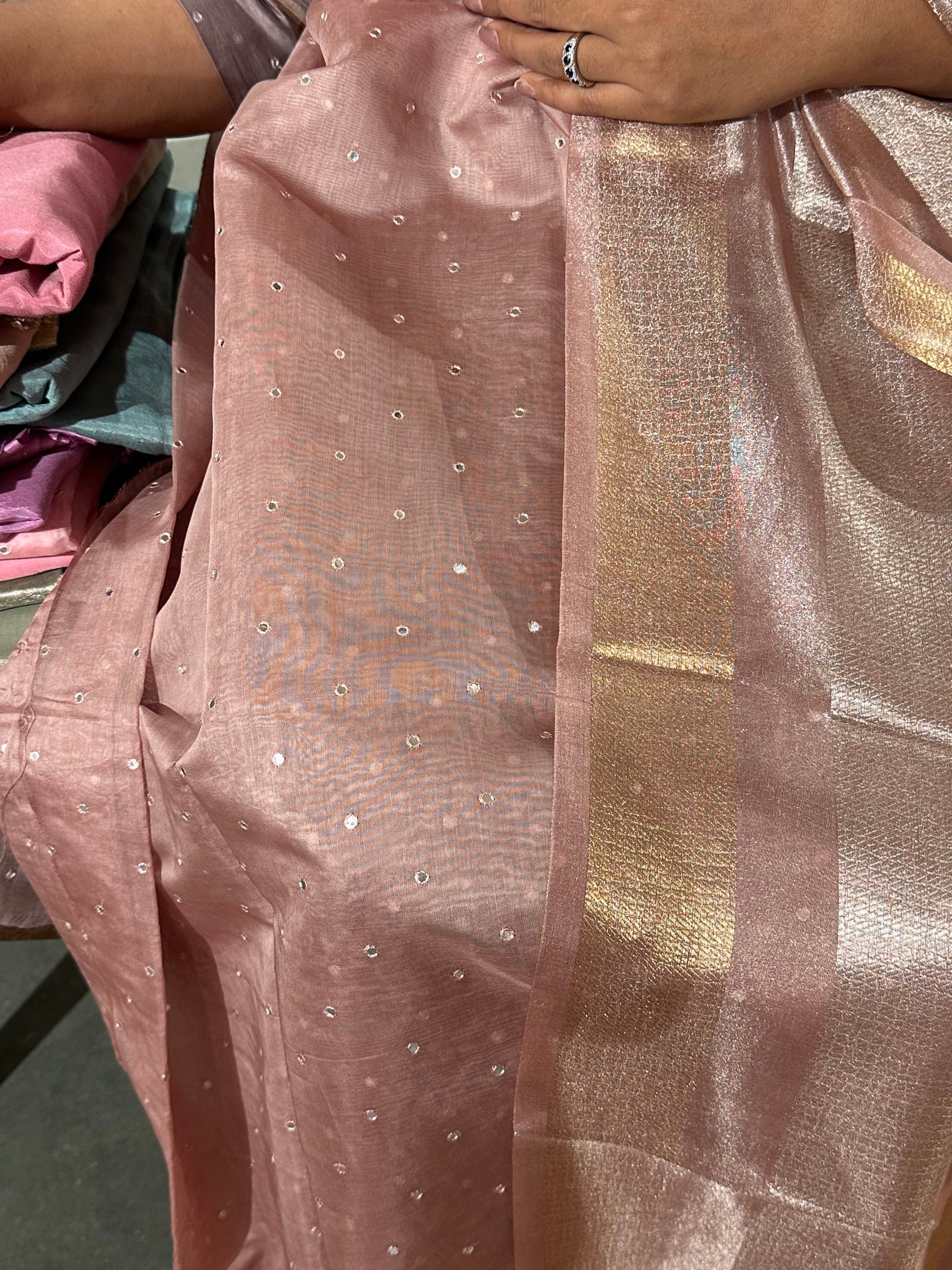 Onion Pink Chanderi Silk 3-pc Suit Set