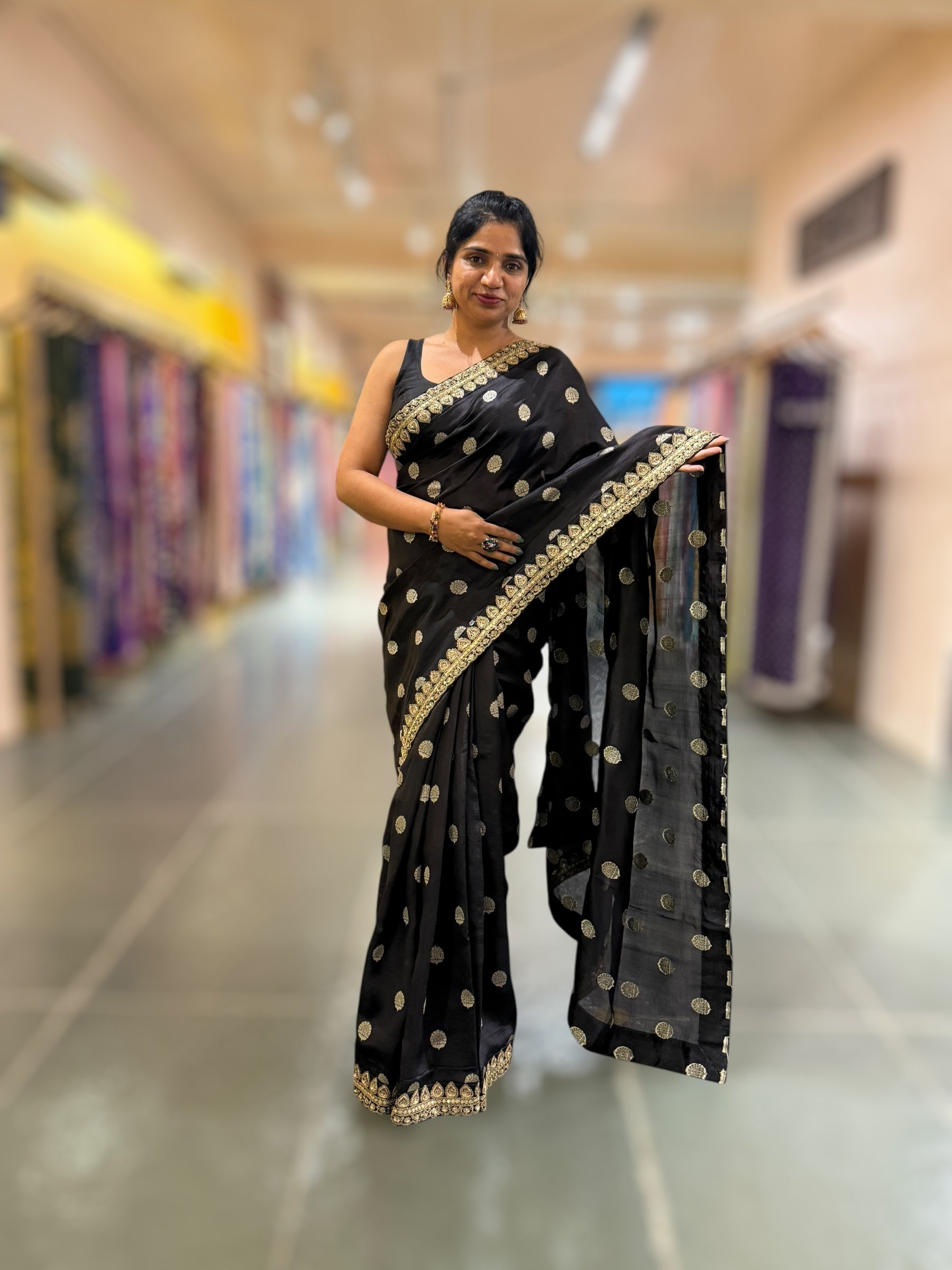 Black Pure Handloom Banarasi Silk Saree With Handwork Borders and Blouse