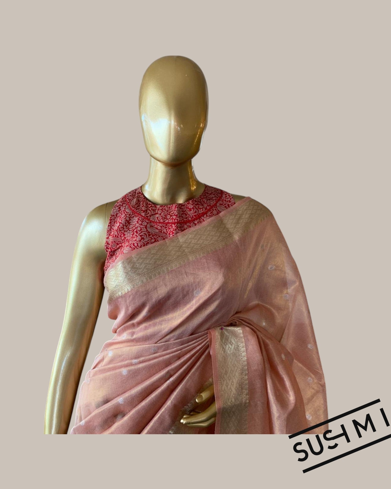 Banarasi cotton tissue with embroidered blouse