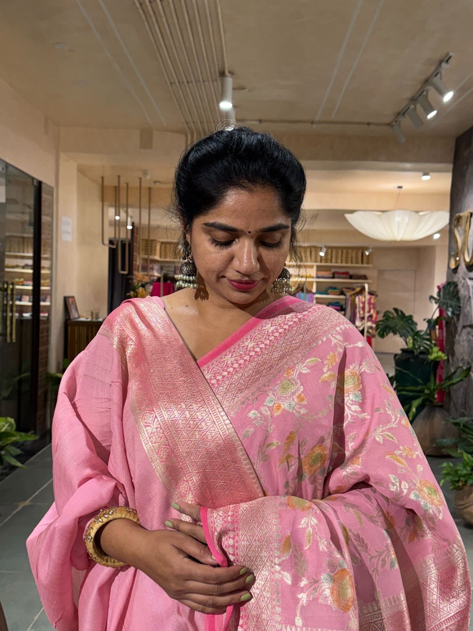 Pure Handloom Banarasi Tussar gorgette Saree