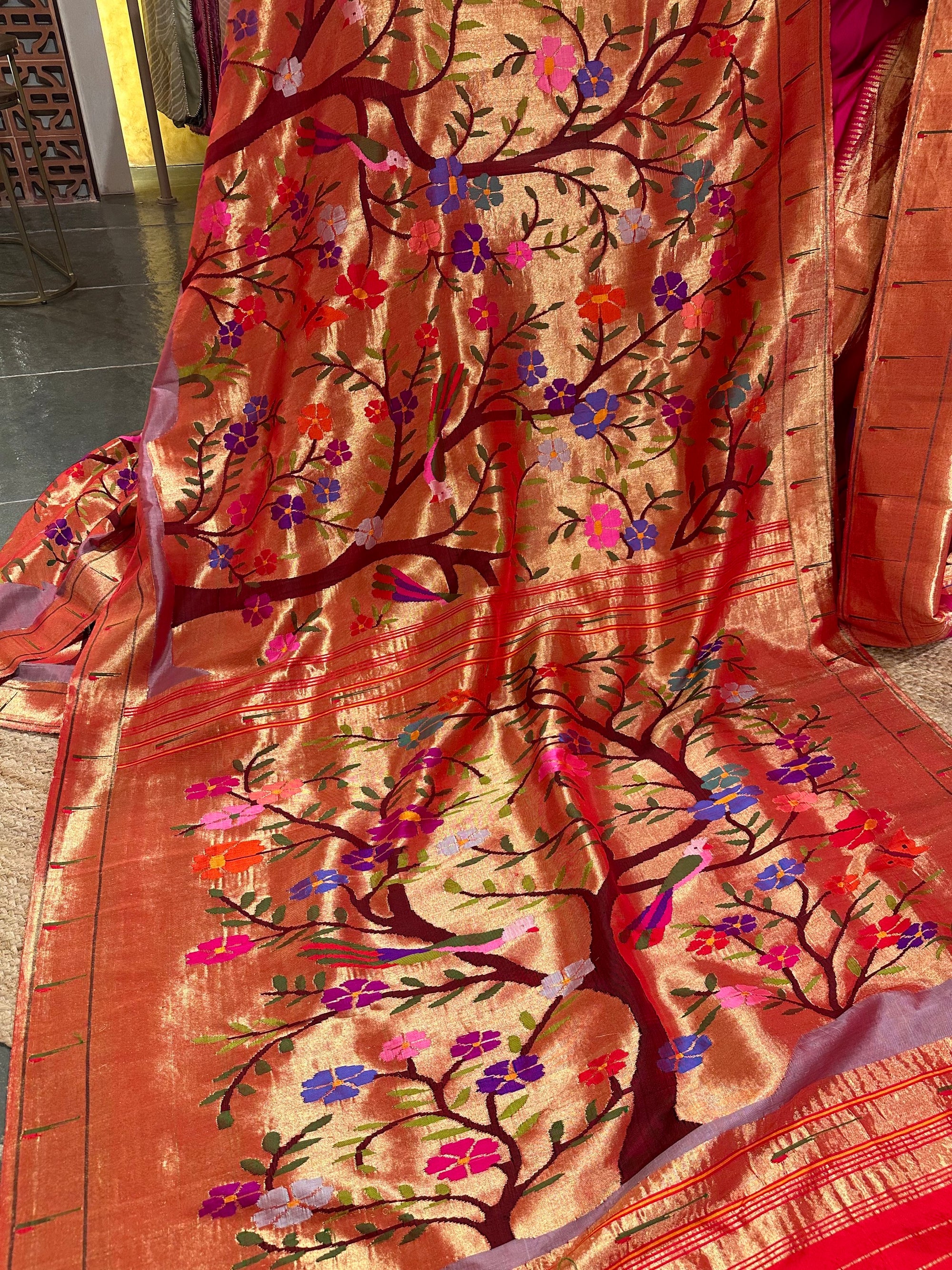 Red Tissue Allover Pure Handloom Paithani Saree