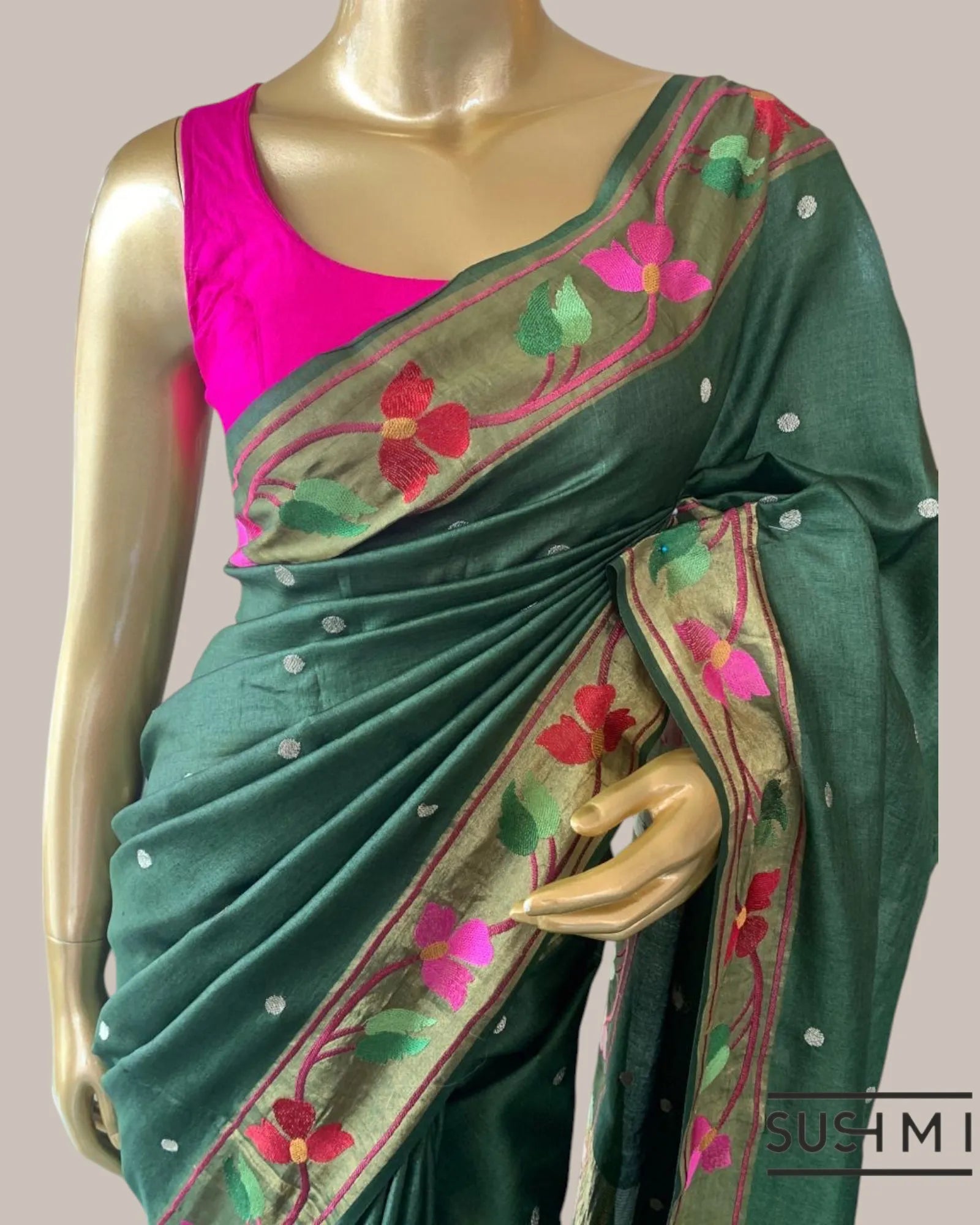 Green tussar silk