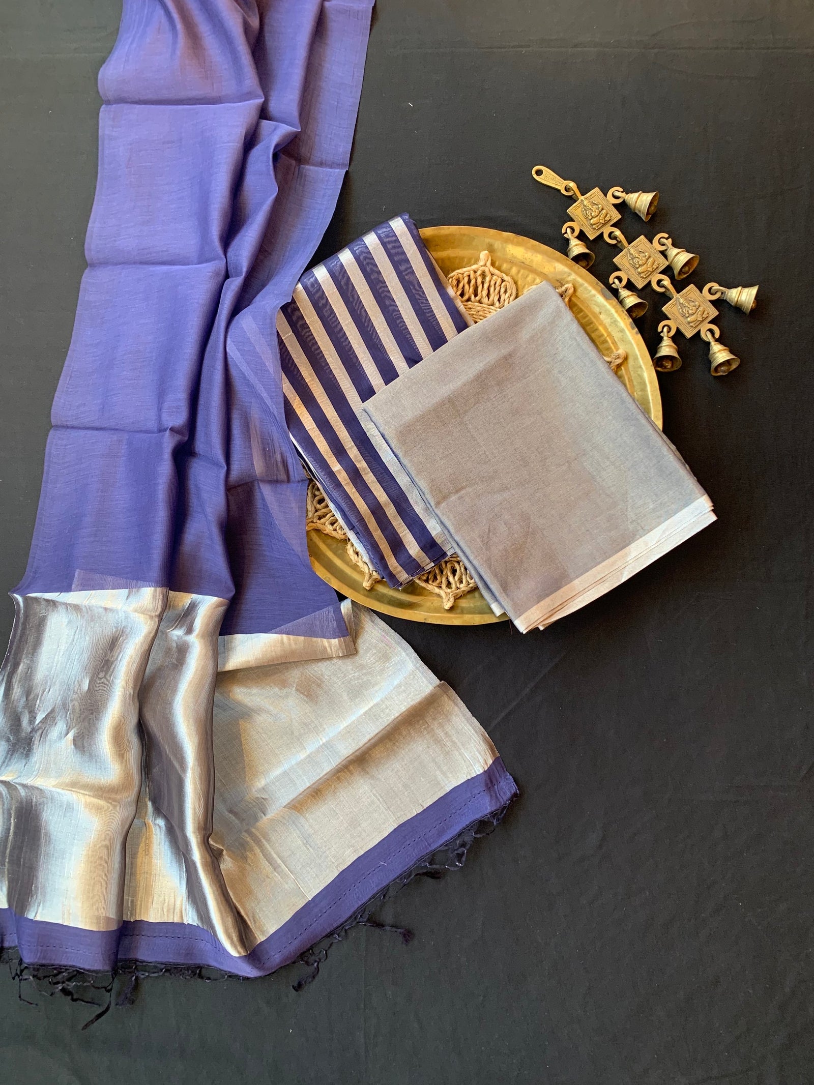 MidNight Blue 3 pc Banarasi Tissue Suit Set