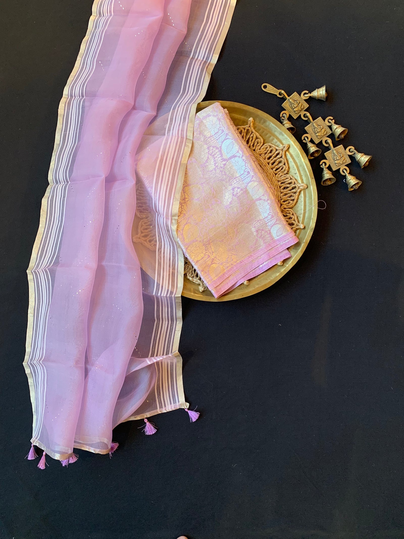 Lilac Banarasi Handloom Brocade 3 pc suit set