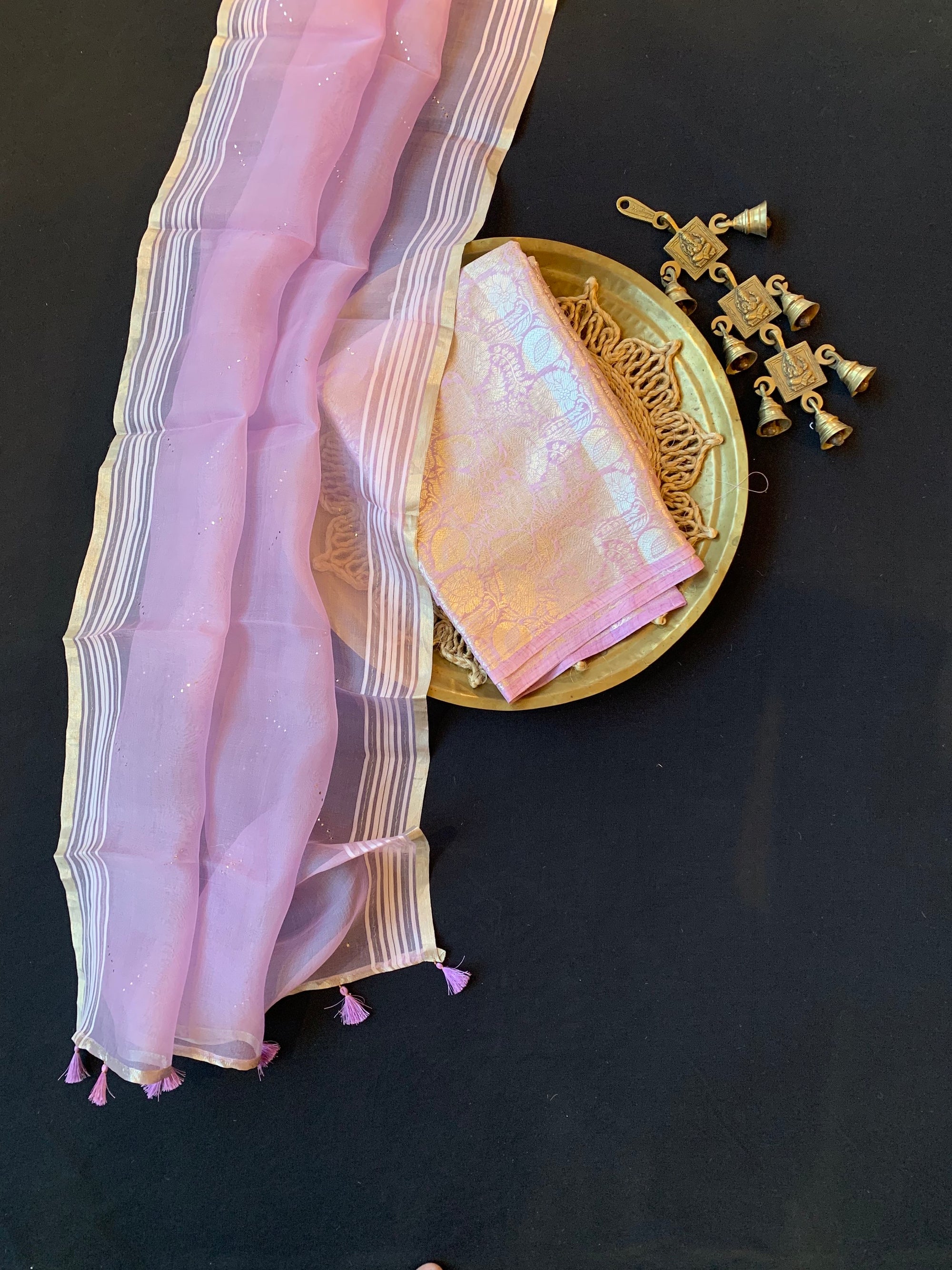 Lilac Banarasi Handloom Brocade 3 pc suit set