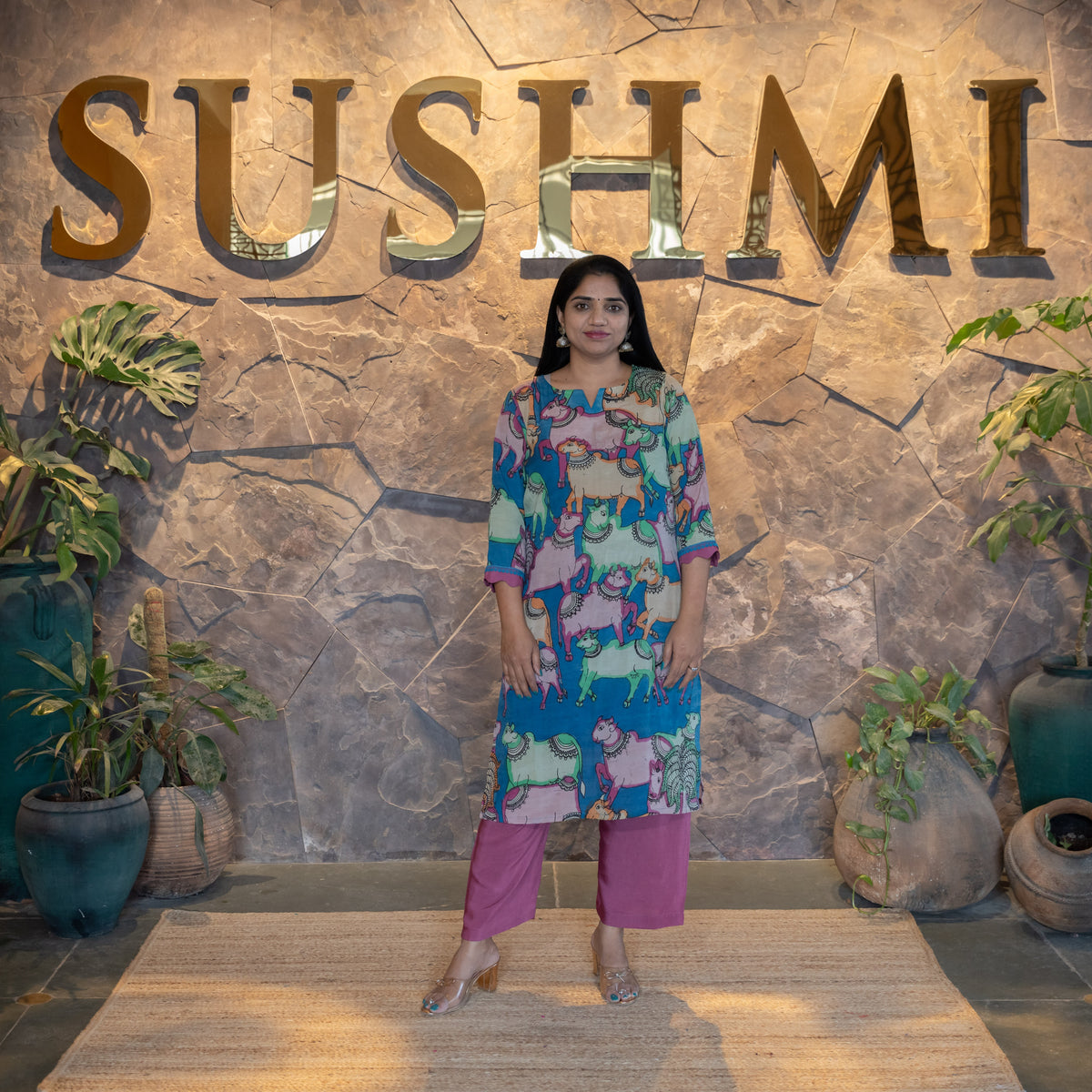 Nandi Pen kalamkari silk Coord set