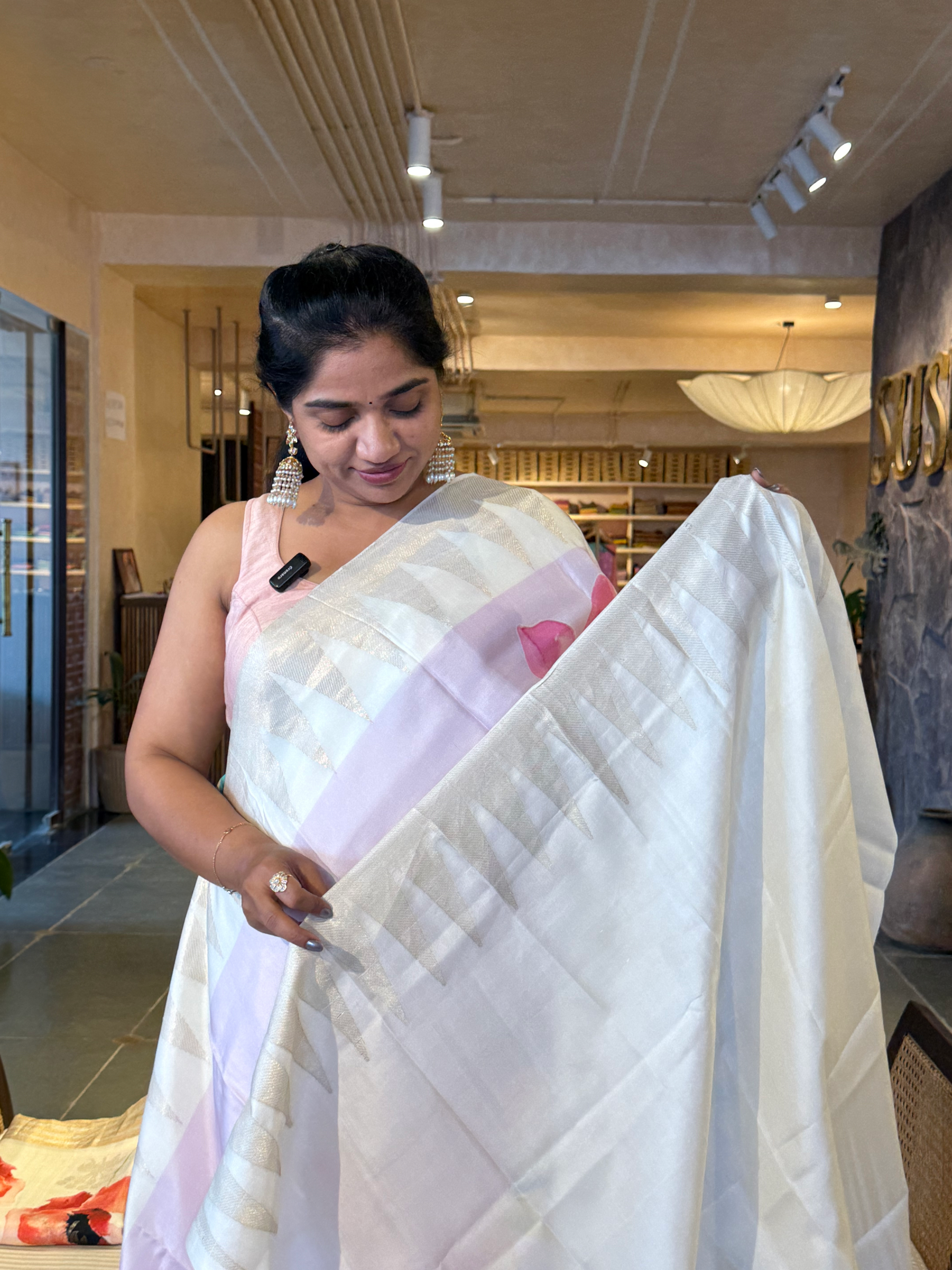 Lilac Kanchi Silk Soft Drape Saree with Temple Birder and Pichwai  Floral Print